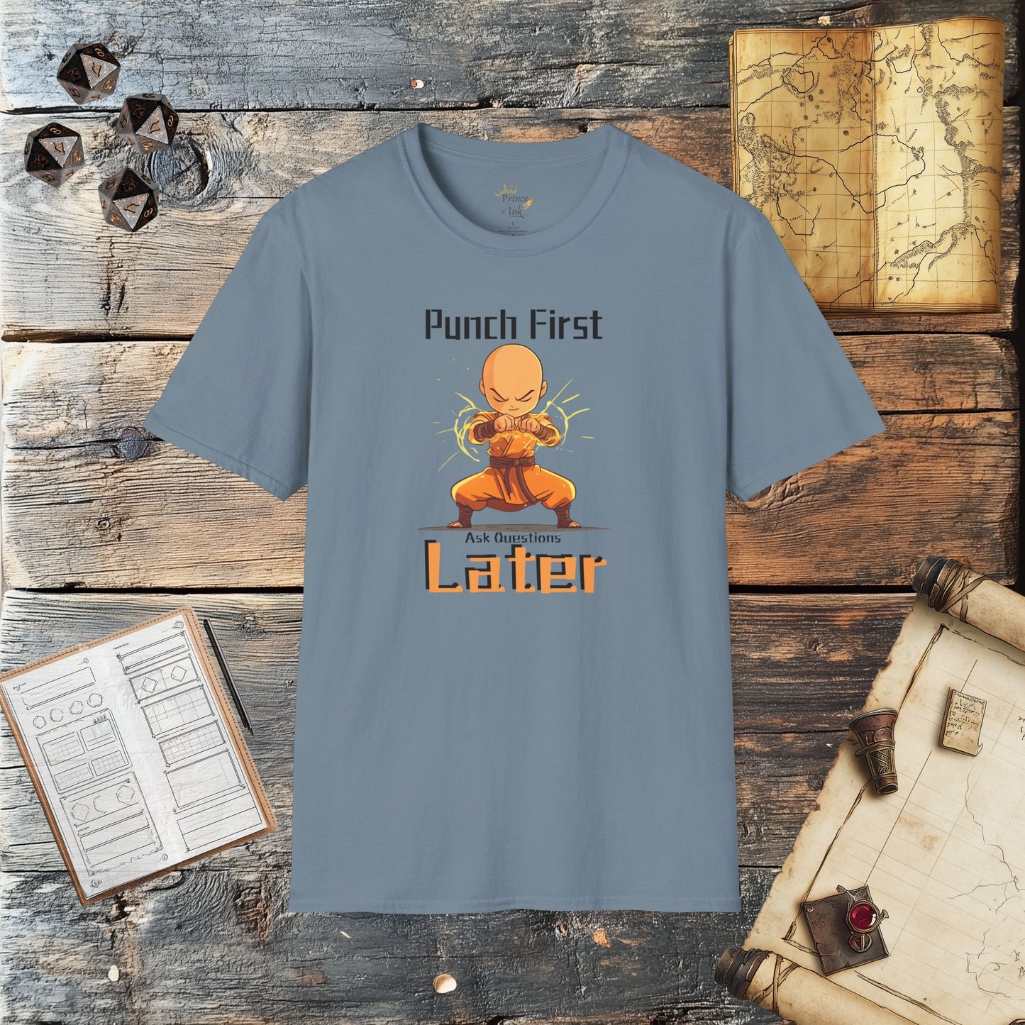 Punch First, Ask Questions Later - Fantasy Group Role Playing Graphic T-Shirt