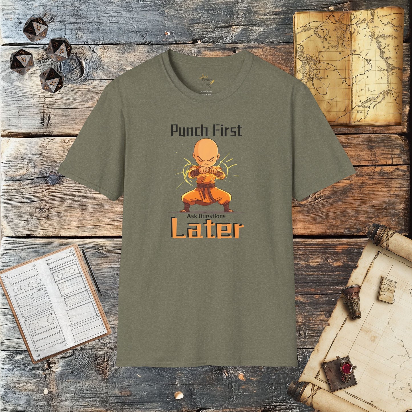 Punch First, Ask Questions Later - Fantasy Group Role Playing Graphic T-Shirt
