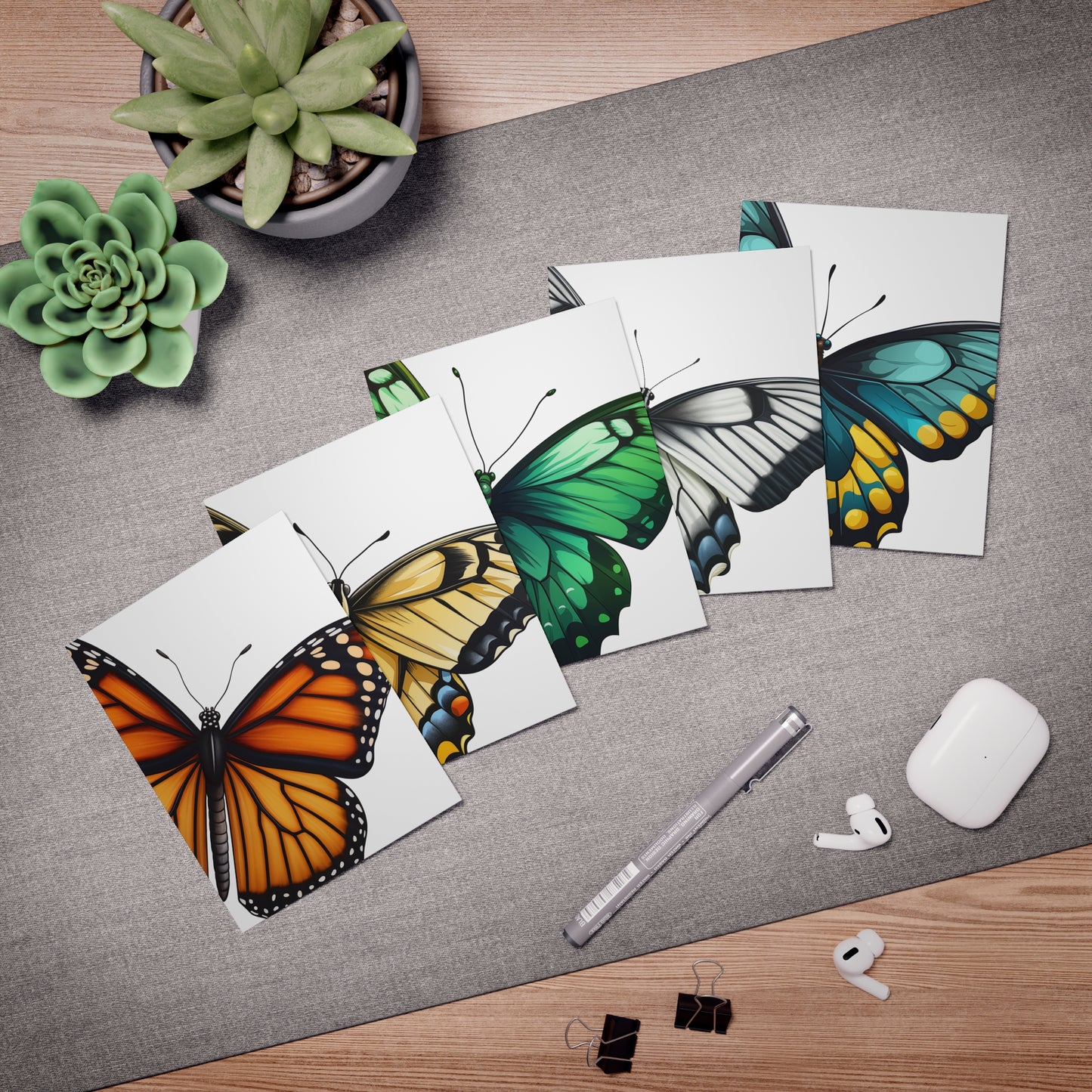 Butterfly Set of 5 Multi-Design Large Butterfly Greeting Cards for All Occasions, Handmade Art for Heartfelt Messages and Special Moments
