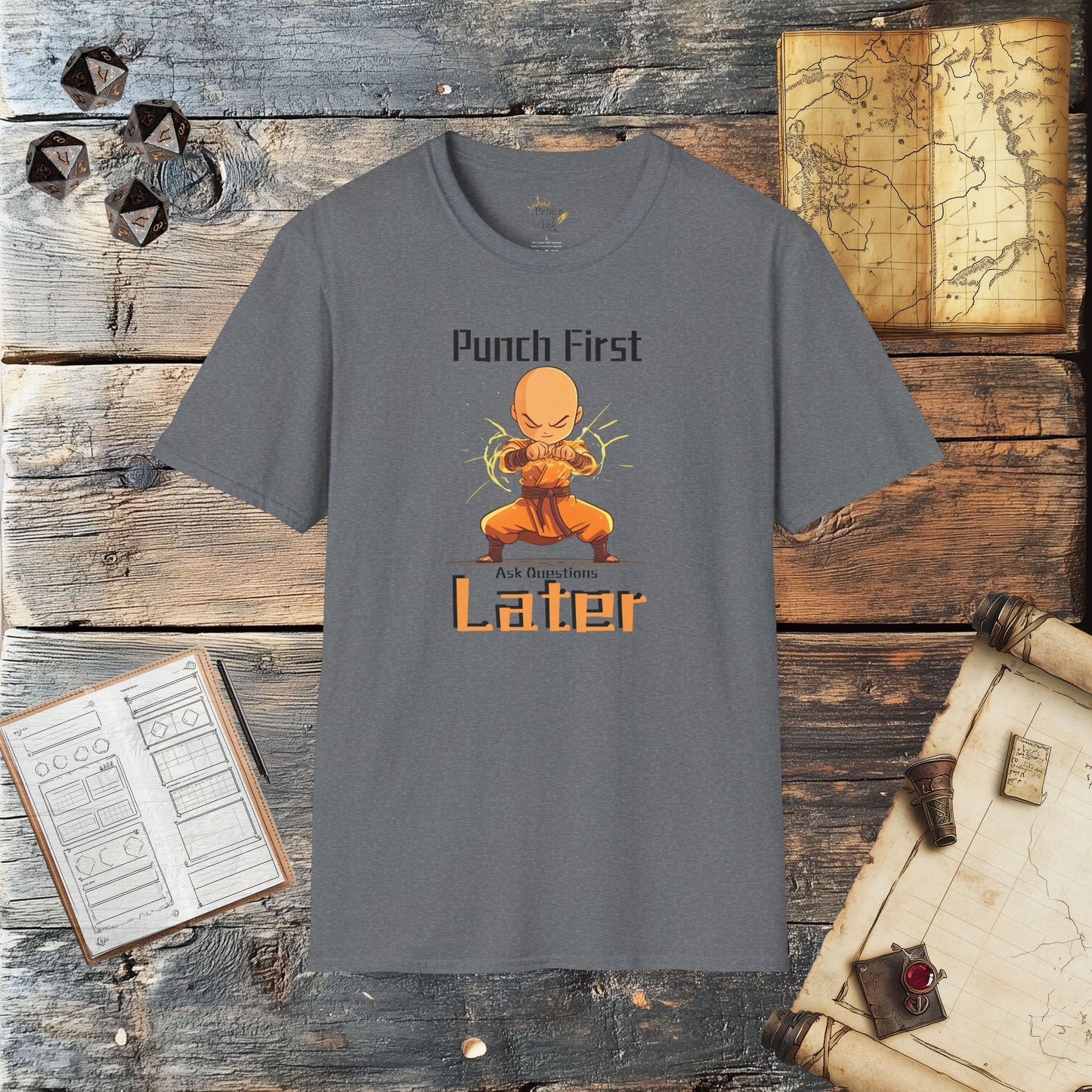 Punch First, Ask Questions Later - Fantasy Group Role Playing Graphic T-Shirt