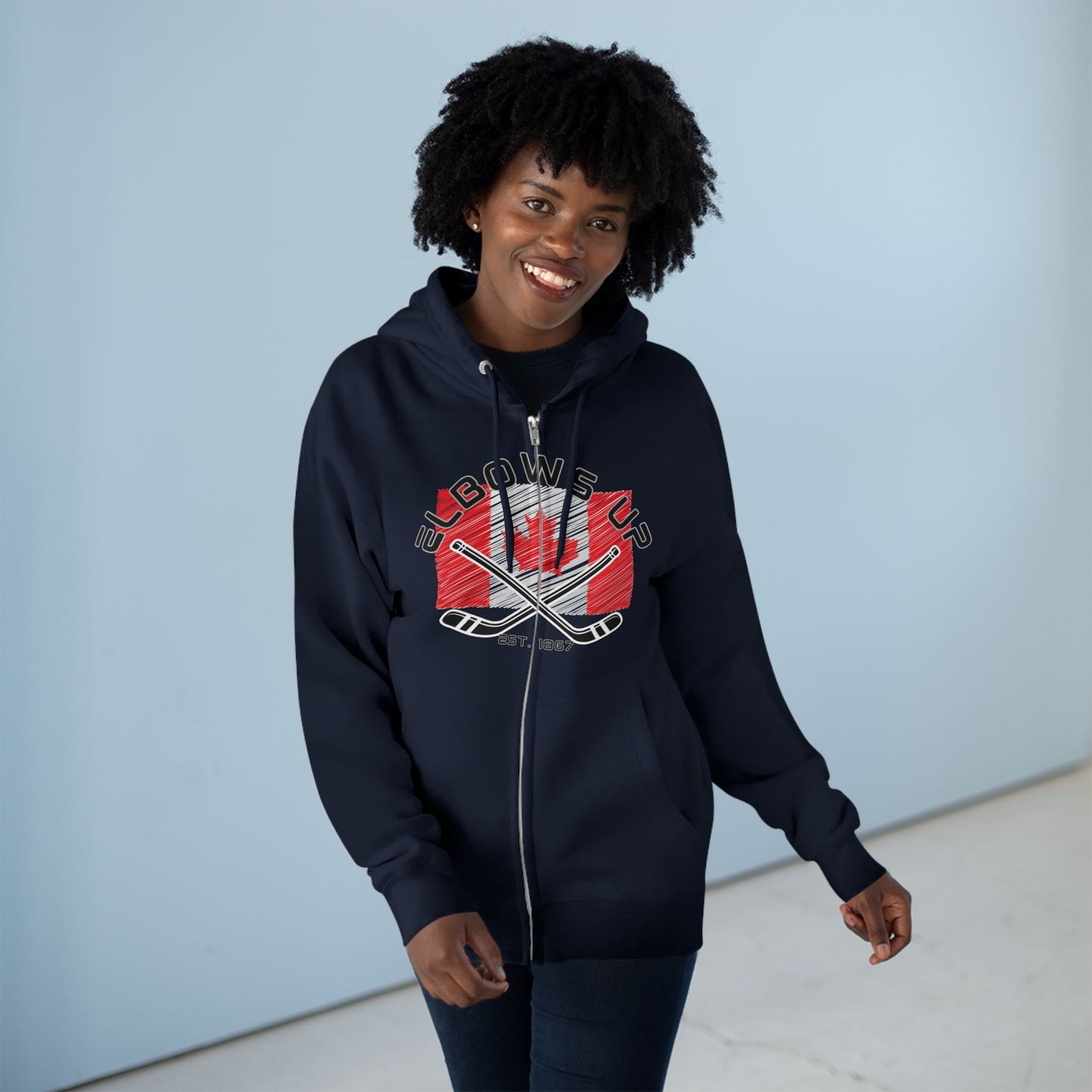 I Am Canadian - Elbows Up Unisex Zip Hoodie