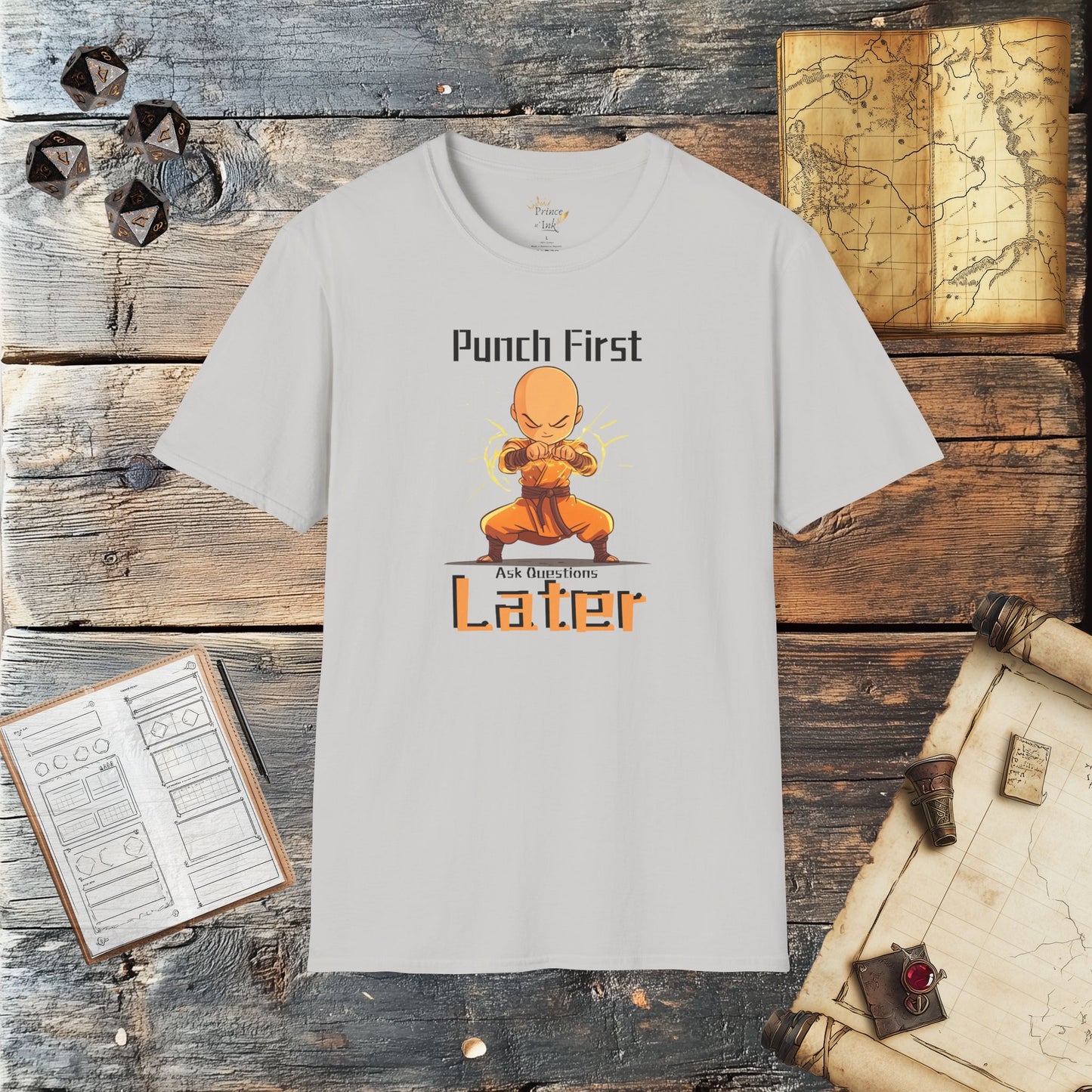 Punch First, Ask Questions Later - Fantasy Group Role Playing Graphic T-Shirt
