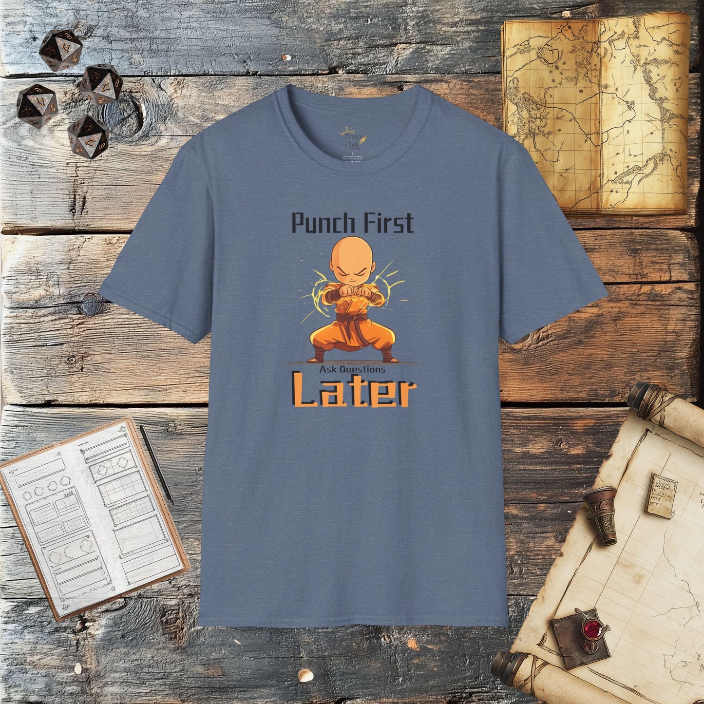 Punch First, Ask Questions Later - Fantasy Group Role Playing Graphic T-Shirt