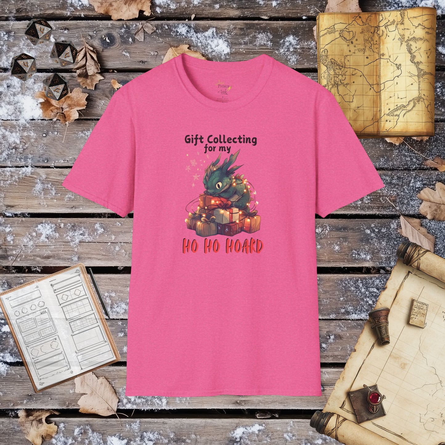 Gift Collecting for my Ho Ho Hoard - Cute Christmas Dragon Fantasy Group Role-Playing Unisex Graphic T-Shirt