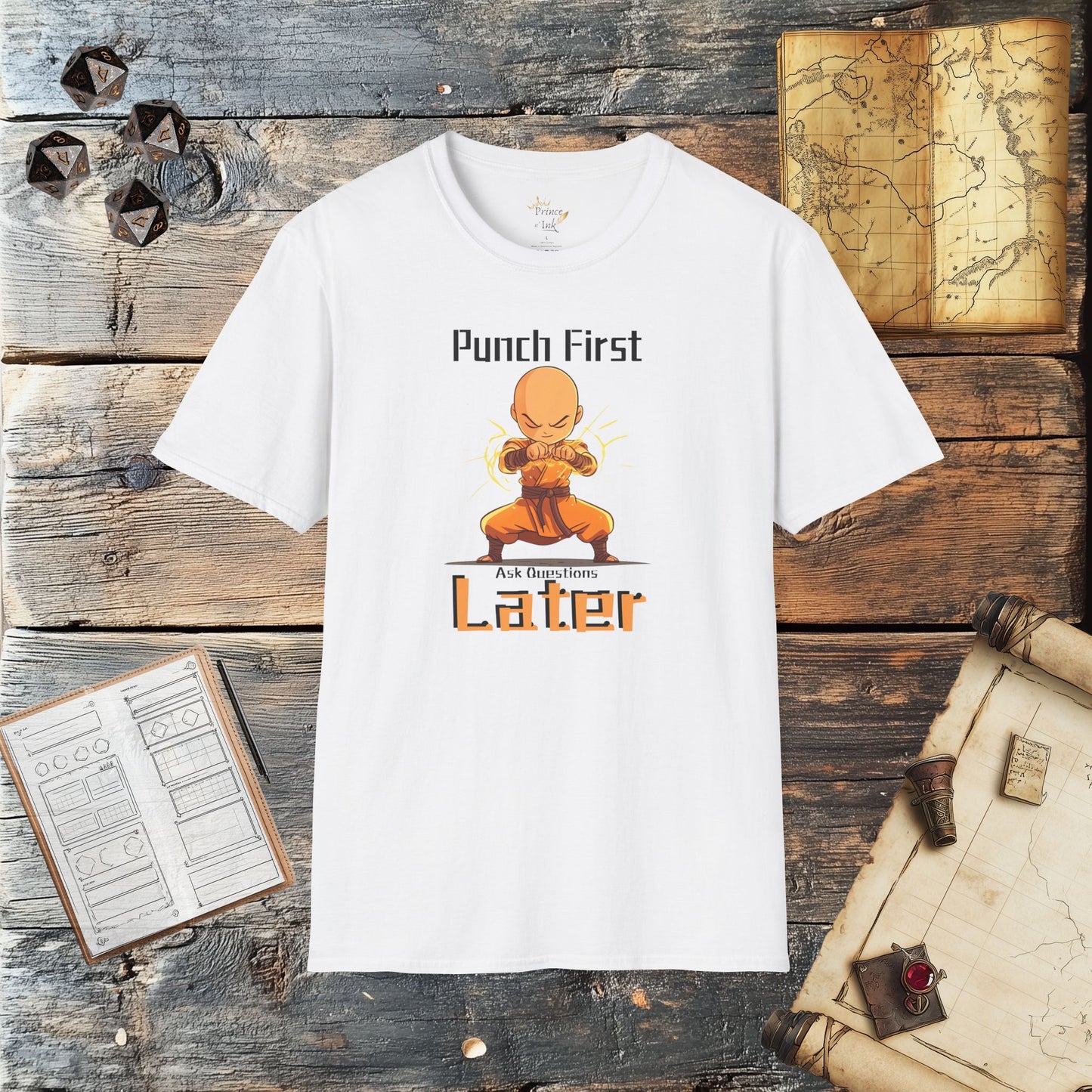 Punch First, Ask Questions Later - Fantasy Group Role Playing Graphic T-Shirt