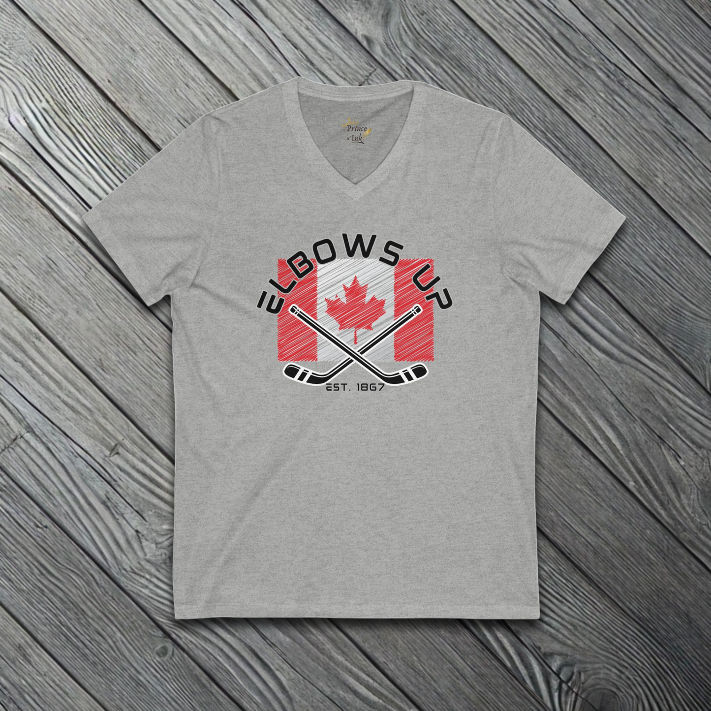 Elbows Up - est. 1867 - Funny Canadian V-Neck Tee