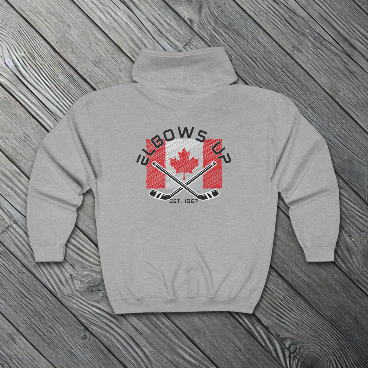 I Am Canadian - Elbows Up - Zip Up Canada Pride Sweatshirt