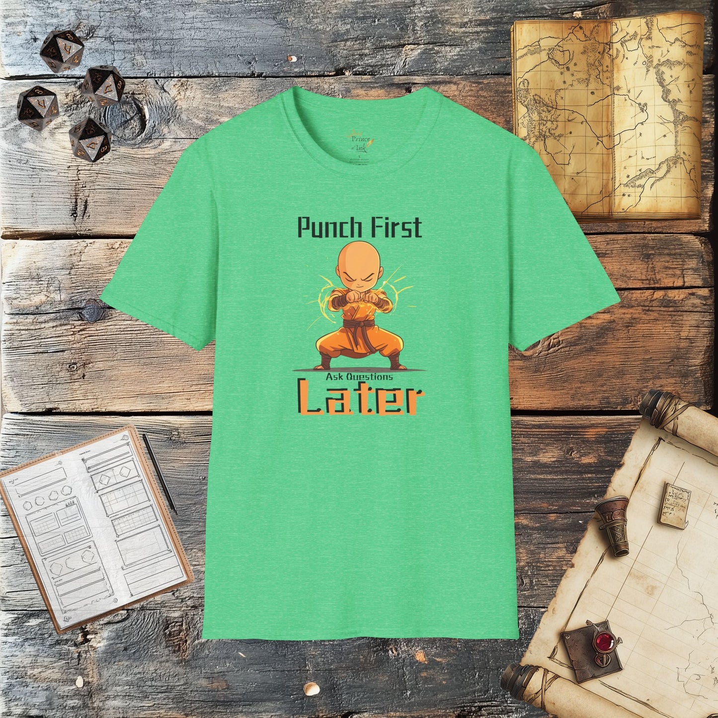 Punch First, Ask Questions Later - Fantasy Group Role Playing Graphic T-Shirt