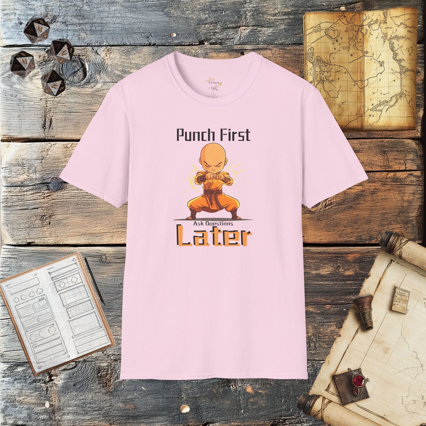 Punch First, Ask Questions Later - Fantasy Group Role Playing Graphic T-Shirt