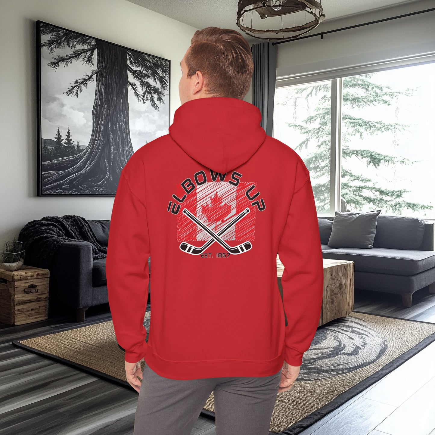 I Am Canadian - Elbows Up Hooded Sweatshirt / Hoodie / Bunny Hug