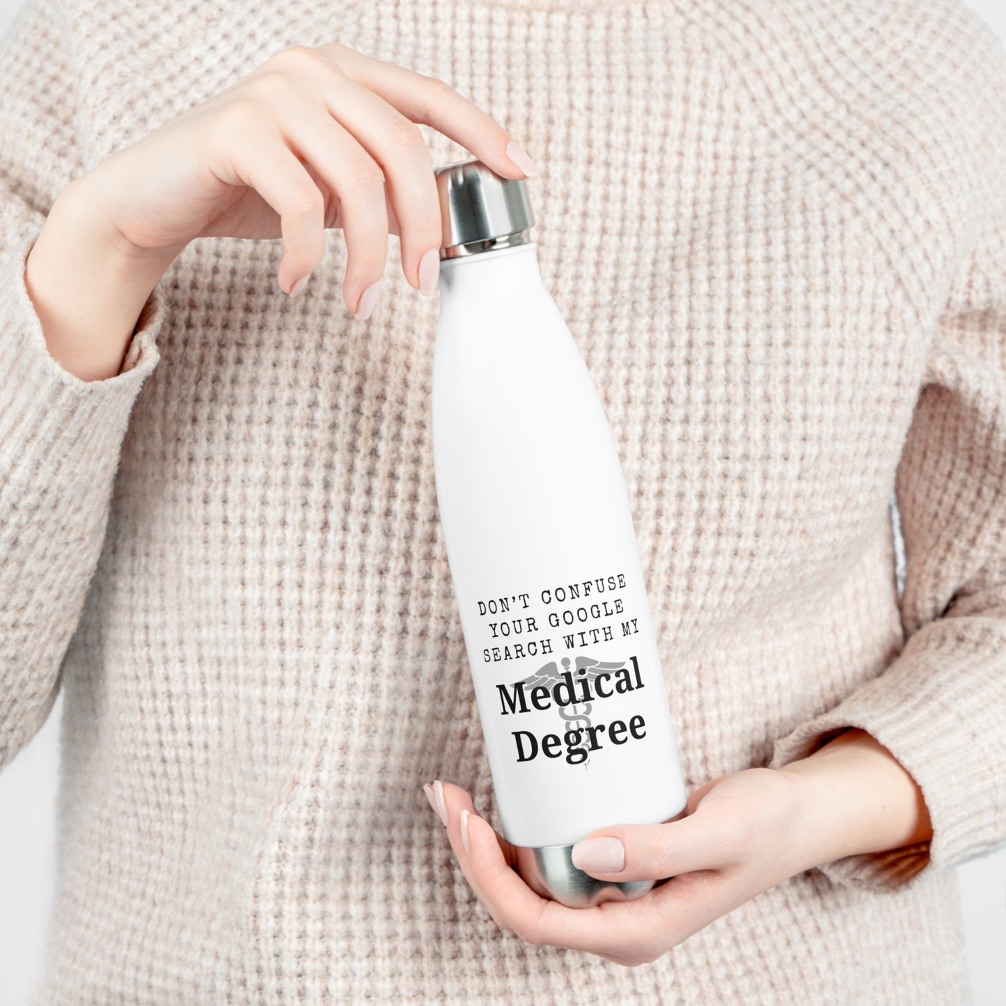 Funny Medical Degree Insulated Water Bottle - 20oz Stainless Steel Flask