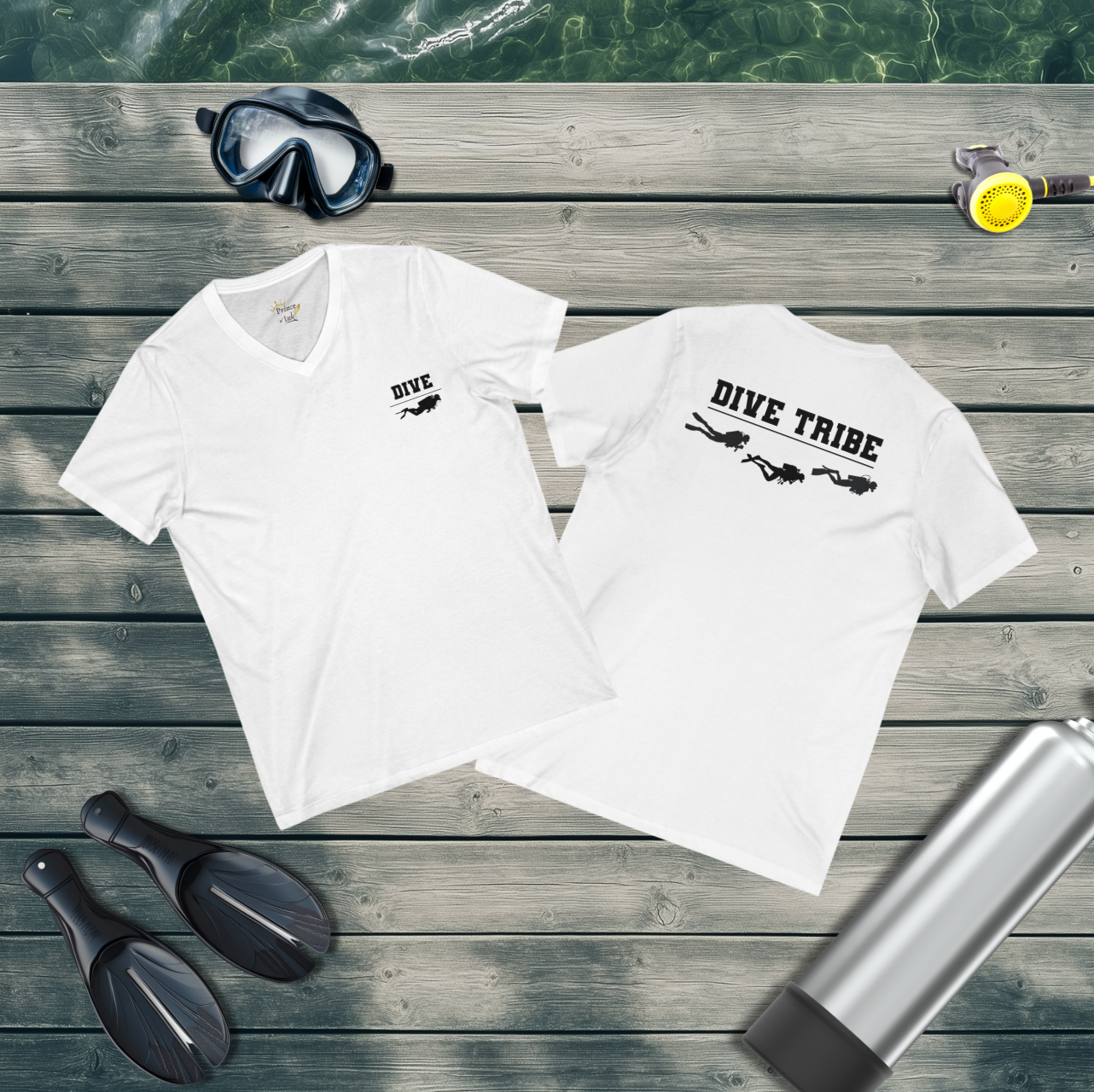 Simple Dive Tribe - Scuba Diving Themed Unisex V-neck Short Sleeve Shirt