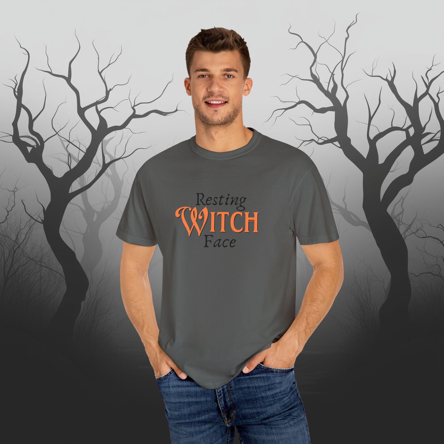 Resting Witch Face Funny Halloween Graphic T - Cute Comfort Colors 1717 Halloween Graphic T