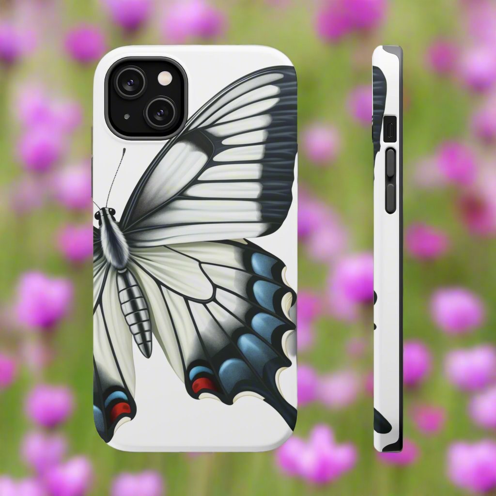 White Zebra Swallowtail Butterfly Re-imagined iPhone case Beautiful Butterfly MagSafe Tough Cases White Swallowtail Butterfly MagSafe iPhone Case