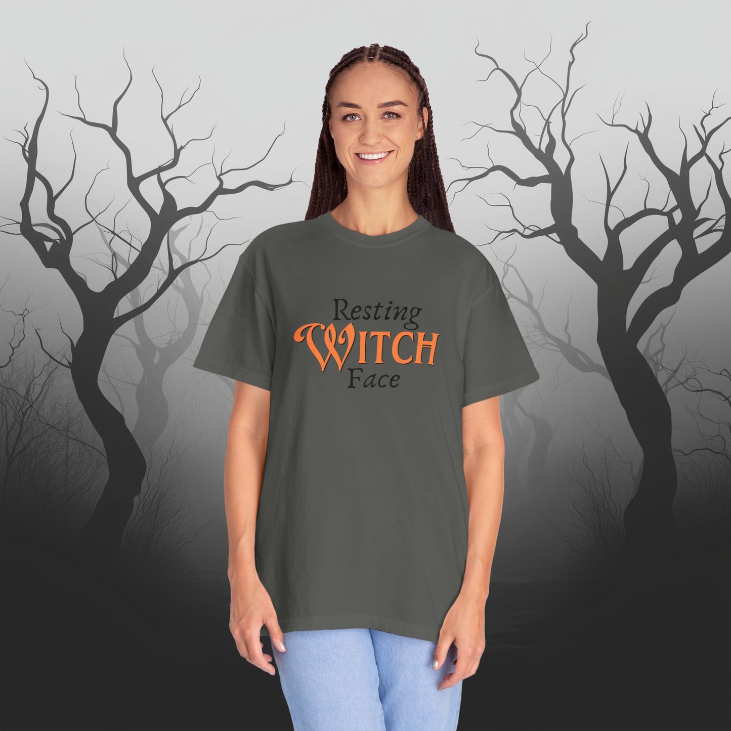 Resting Witch Face Funny Halloween Graphic T - Cute Comfort Colors 1717 Halloween Graphic T