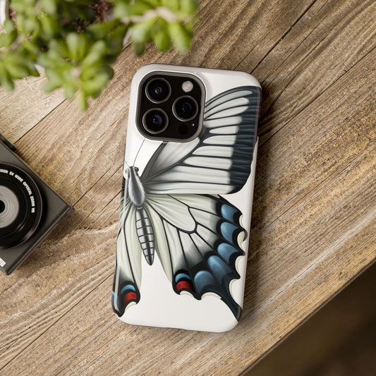 White Zebra Swallowtail Butterfly Re-imagined iPhone case Beautiful Butterfly MagSafe Tough Cases White Swallowtail Butterfly MagSafe iPhone Case