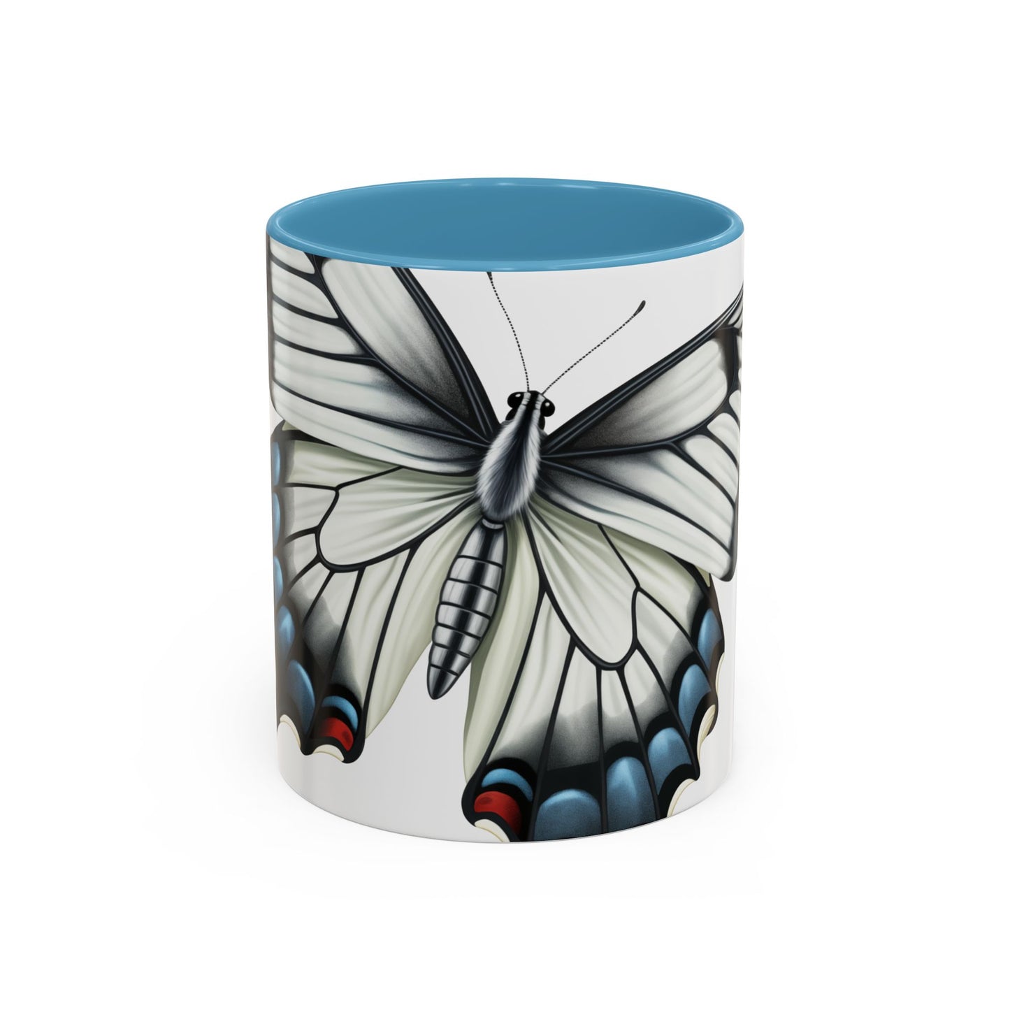 White Zebra Swallowtail Butterfly Accent Coffee Mug, 11oz, Zebra Swallowtail Butterfly Coffee or Tea Mug