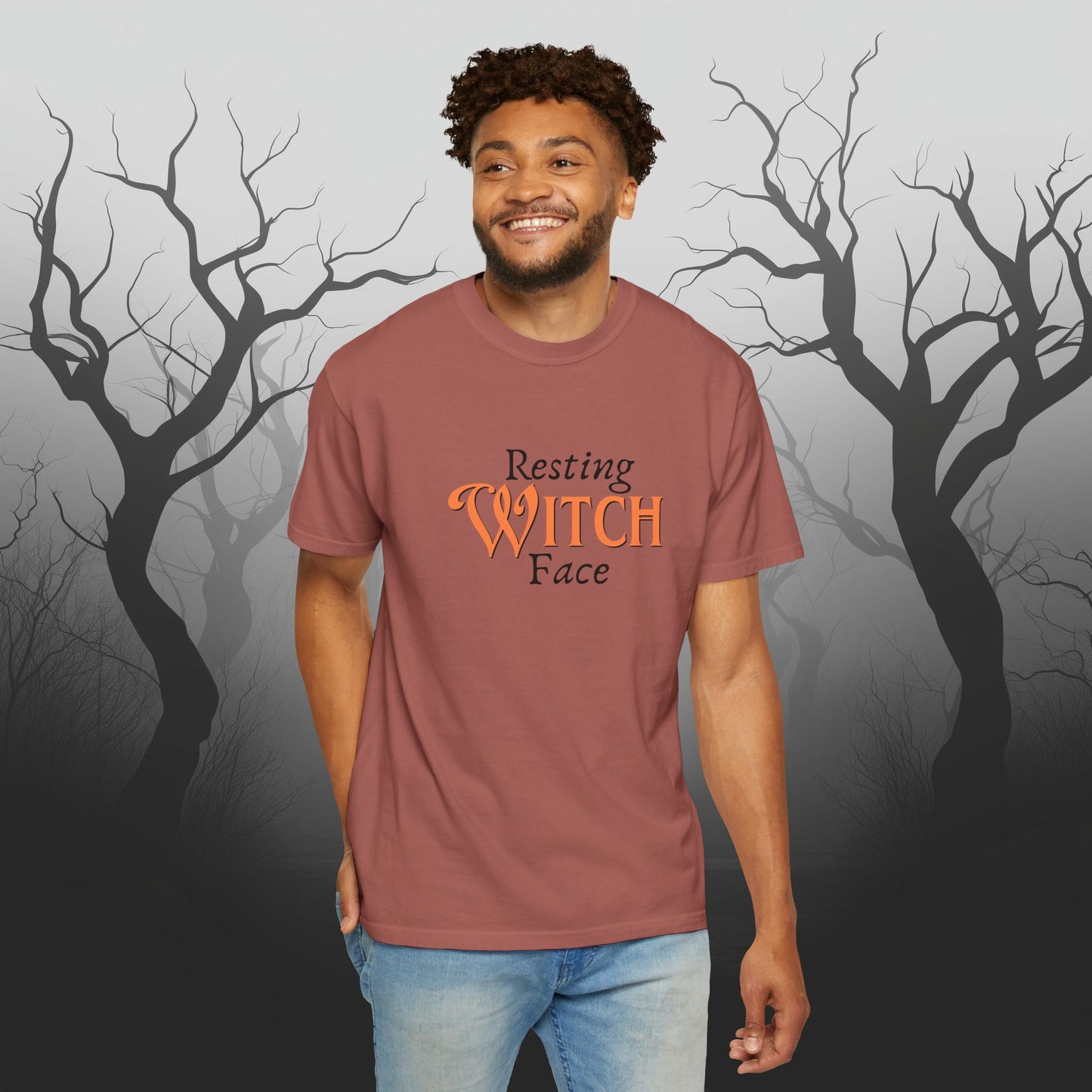 Resting Witch Face Funny Halloween Graphic T - Cute Comfort Colors 1717 Halloween Graphic T