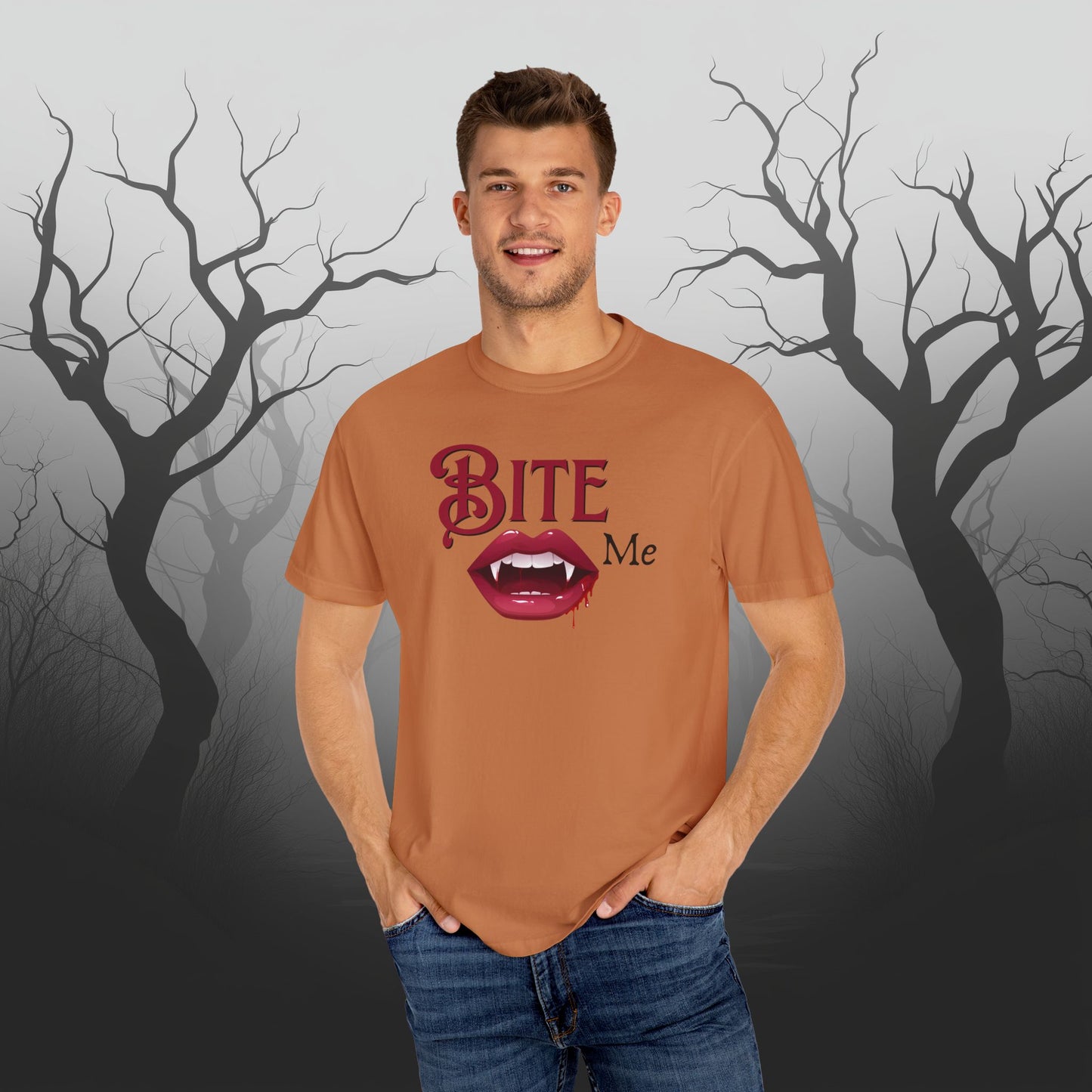 Bite Me Cute Halloween Graphic T - Cute Vampire Bite Me T-Shirt - Comfort Colors 1717