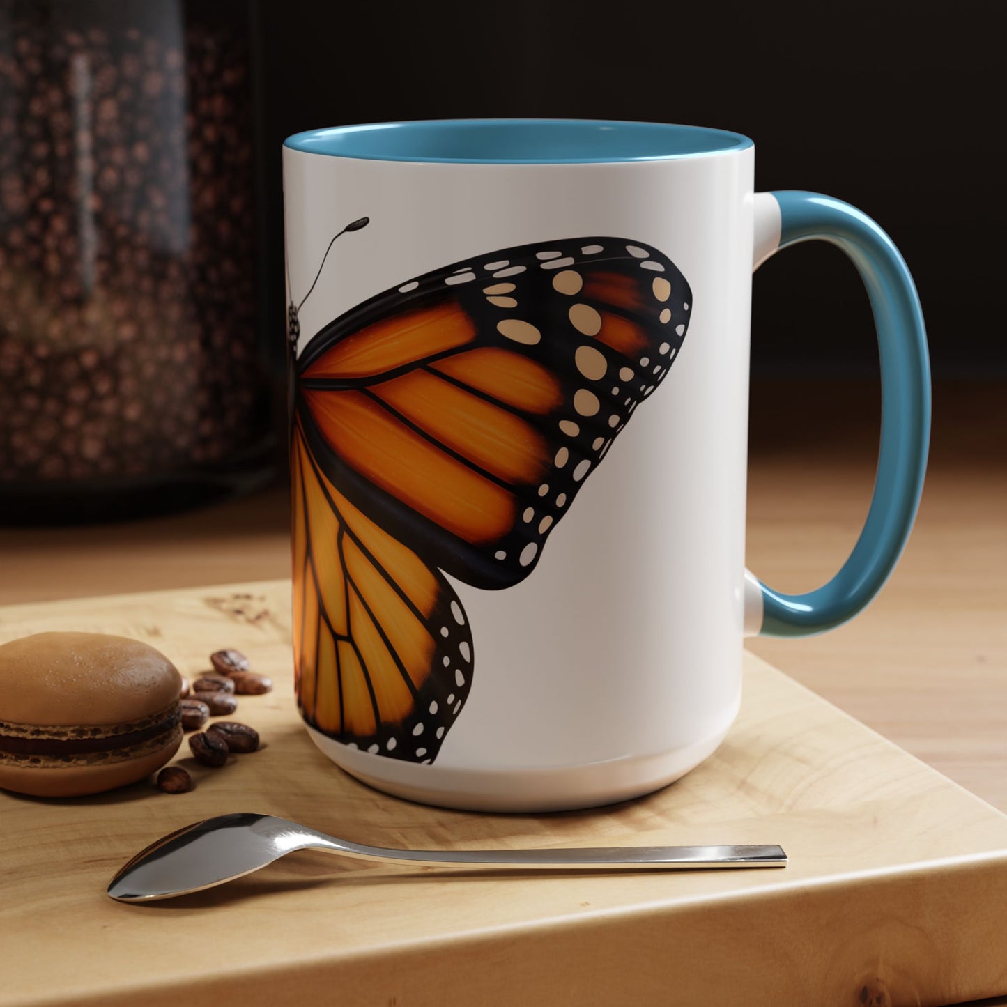 Monarch Butterfly Accent Coffee Mug, 11oz, Monarch re-imagined beautiful Monarch Coffee Mug or Tea Cup