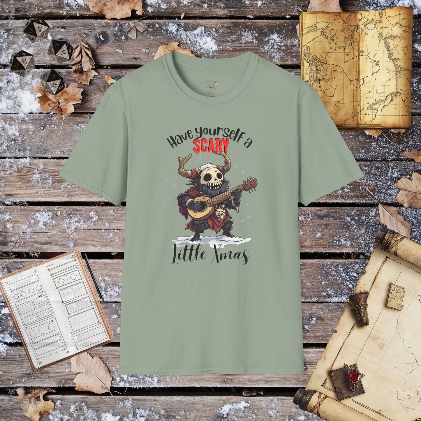 Have yourself a Scary Little Xmas - Krampus the Bard Fantasy Group Role-Playing Unisex Graphic T-Shirt