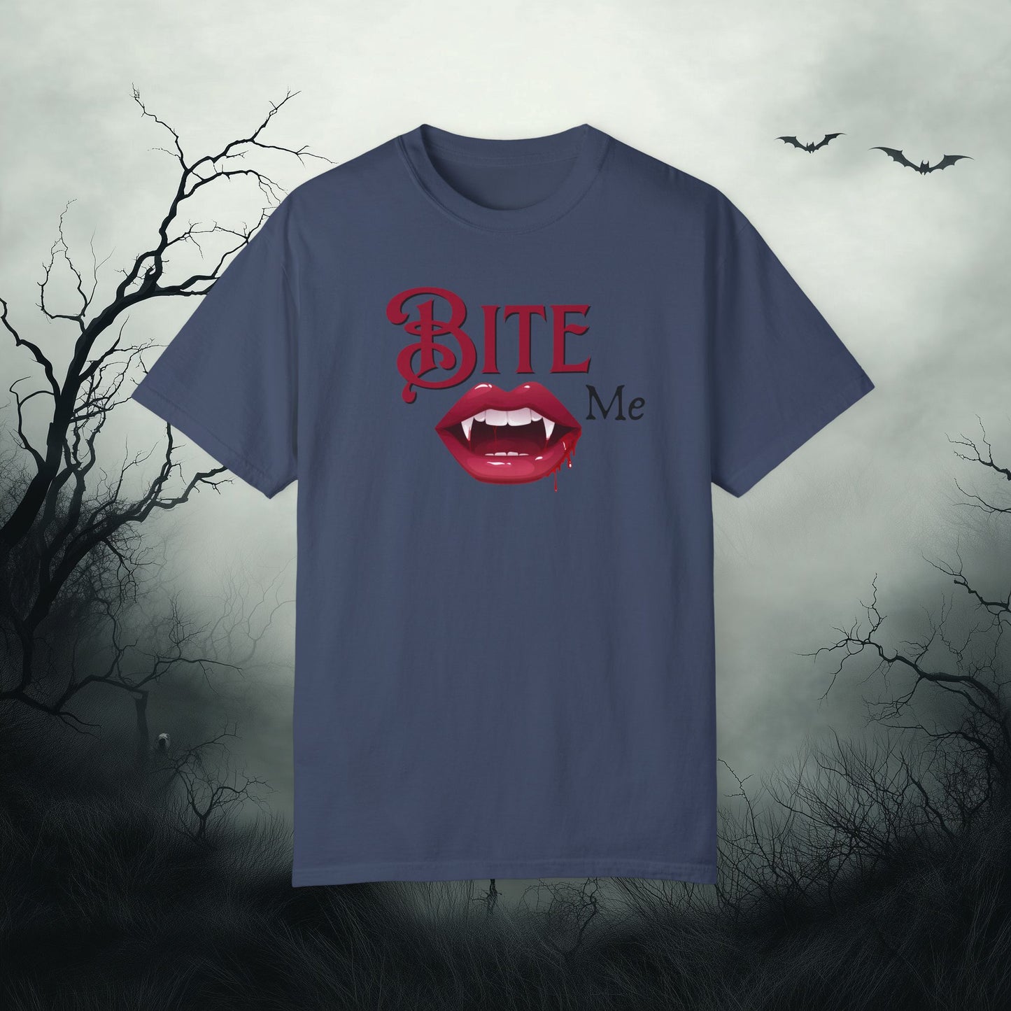 Bite Me Cute Halloween Graphic T - Cute Vampire Bite Me T-Shirt - Comfort Colors 1717