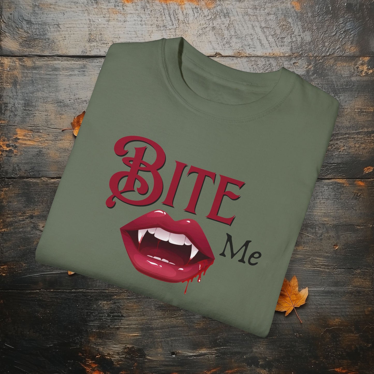 Bite Me Cute Halloween Graphic T - Cute Vampire Bite Me T-Shirt - Comfort Colors 1717