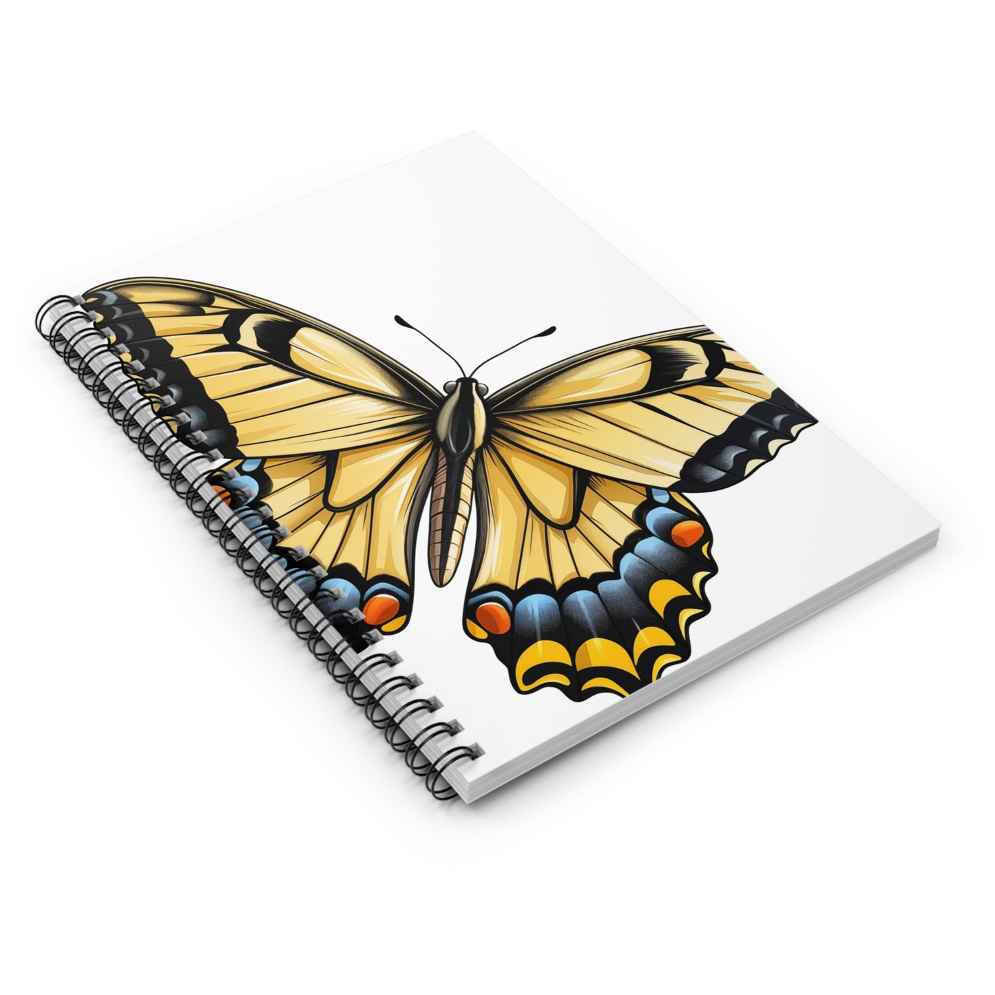 Tiger Swallowtail Butterfly Spiral Notebook Ruled, Lined Journal Diary for School, College, Office or Home. Artistic Stationary Supply or Gift