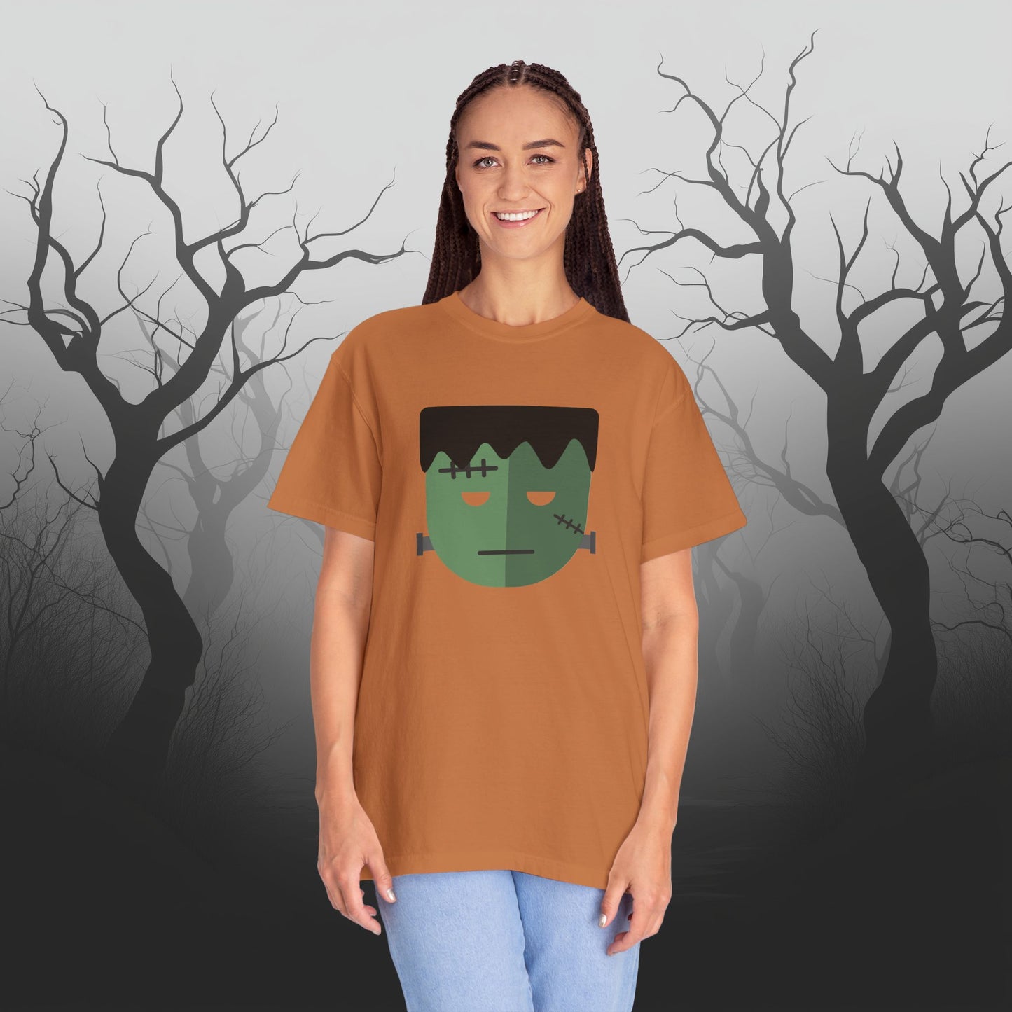 Cute & Simple Frankenstein Graphic Halloween Graphic T-Shirt - Funny Halloween Shirt Comfort Colors 1717