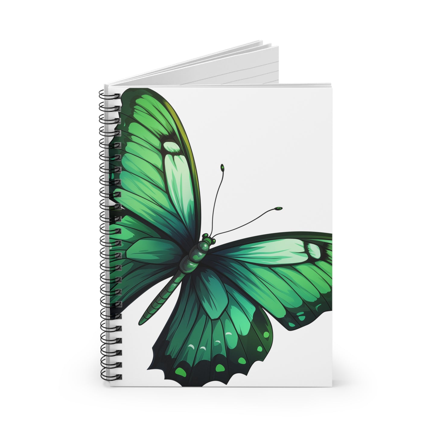 Emerald Butterfly Spiral Notebook Ruled, Lined Journal Diary for School, College, Office or Home. Artistic Stationary Supply or Gift