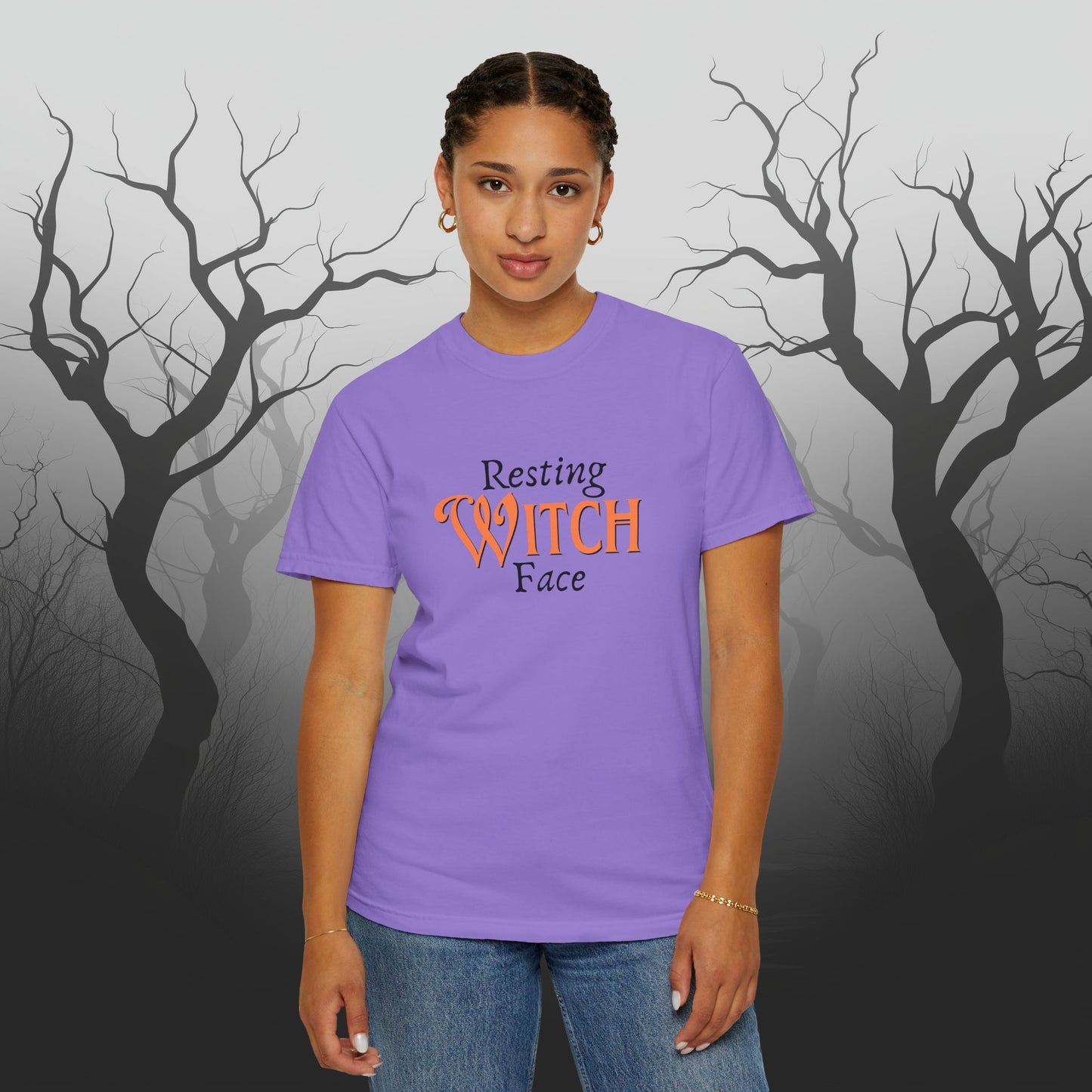 Resting Witch Face Funny Halloween Graphic T - Cute Comfort Colors 1717 Halloween Graphic T