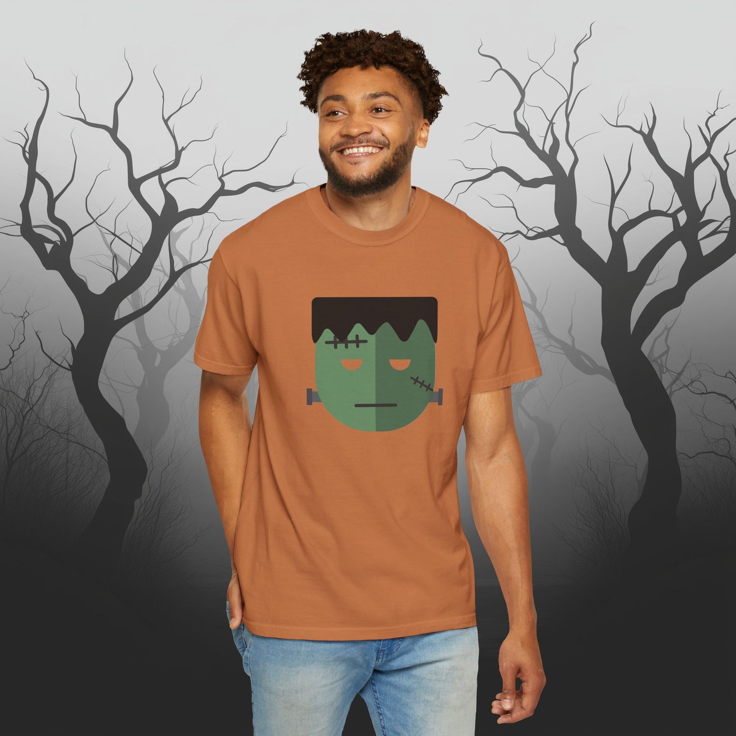 Cute & Simple Frankenstein Graphic Halloween Graphic T-Shirt - Funny Halloween Shirt Comfort Colors 1717