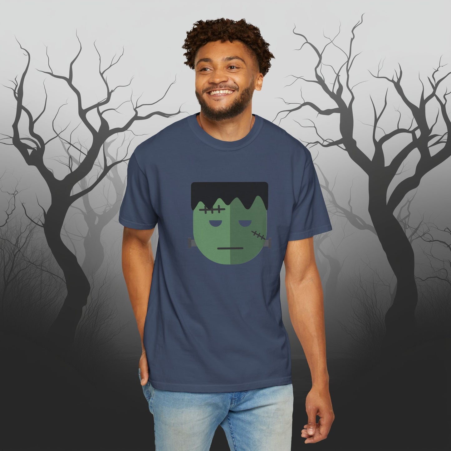 Cute & Simple Frankenstein Graphic Halloween Graphic T-Shirt - Funny Halloween Shirt Comfort Colors 1717