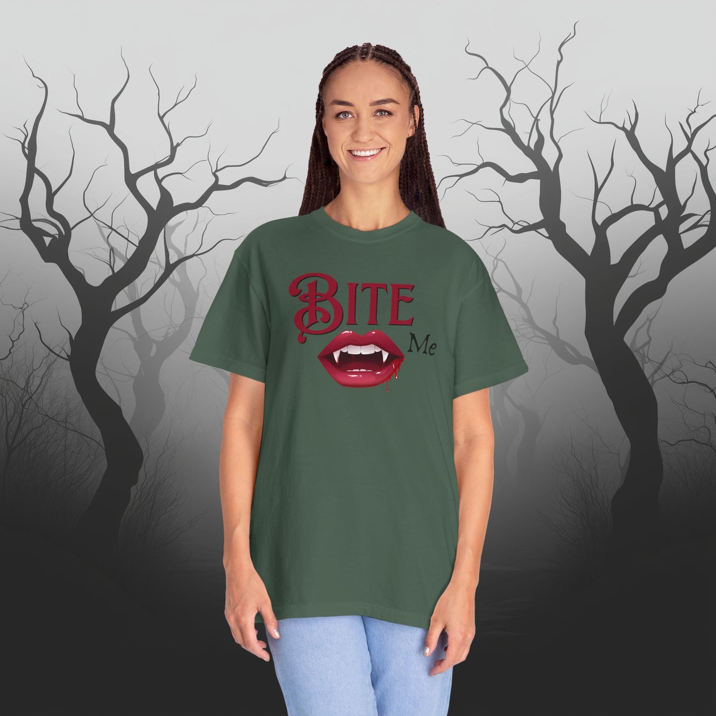 Bite Me Cute Halloween Graphic T - Cute Vampire Bite Me T-Shirt - Comfort Colors 1717