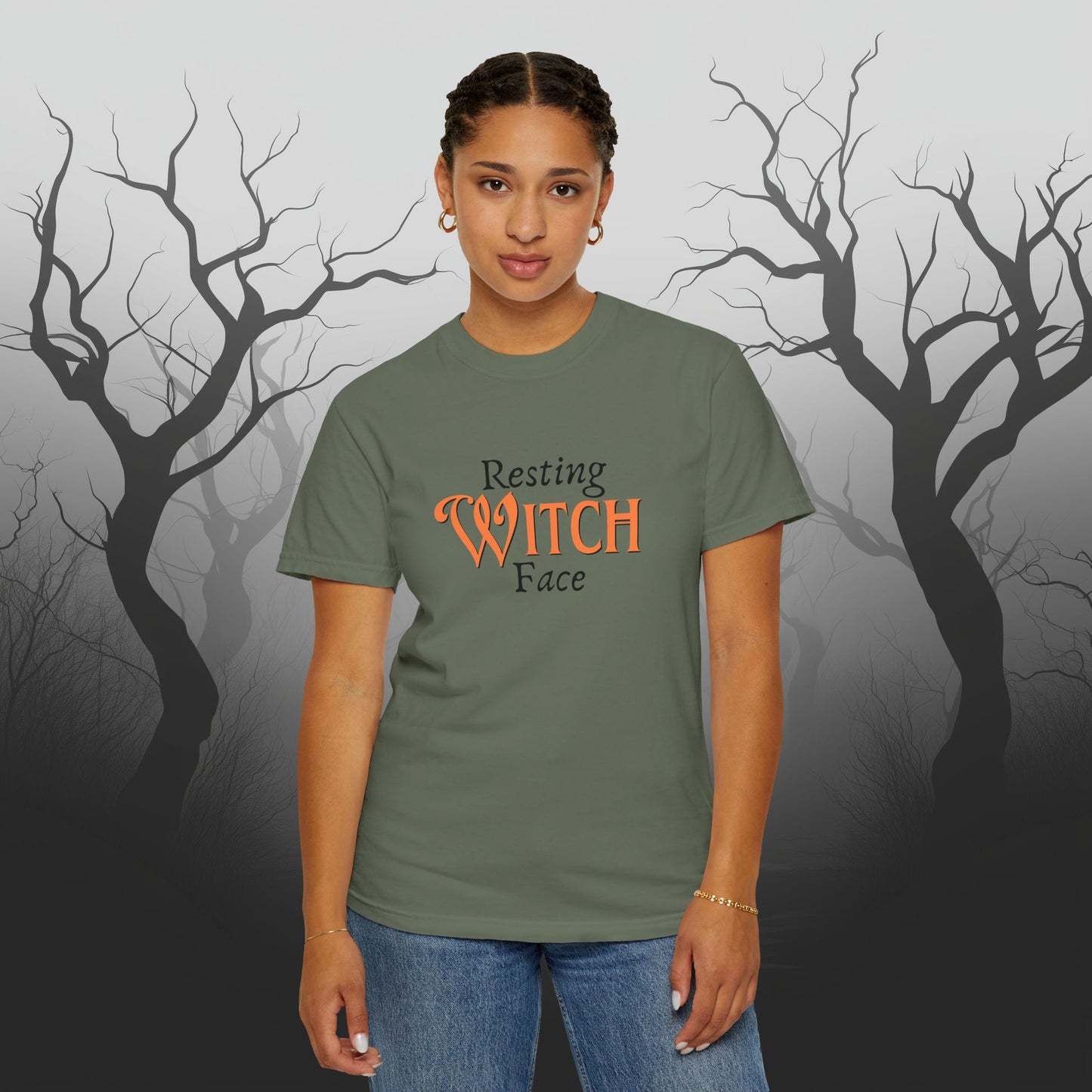 Resting Witch Face Funny Halloween Graphic T - Cute Comfort Colors 1717 Halloween Graphic T