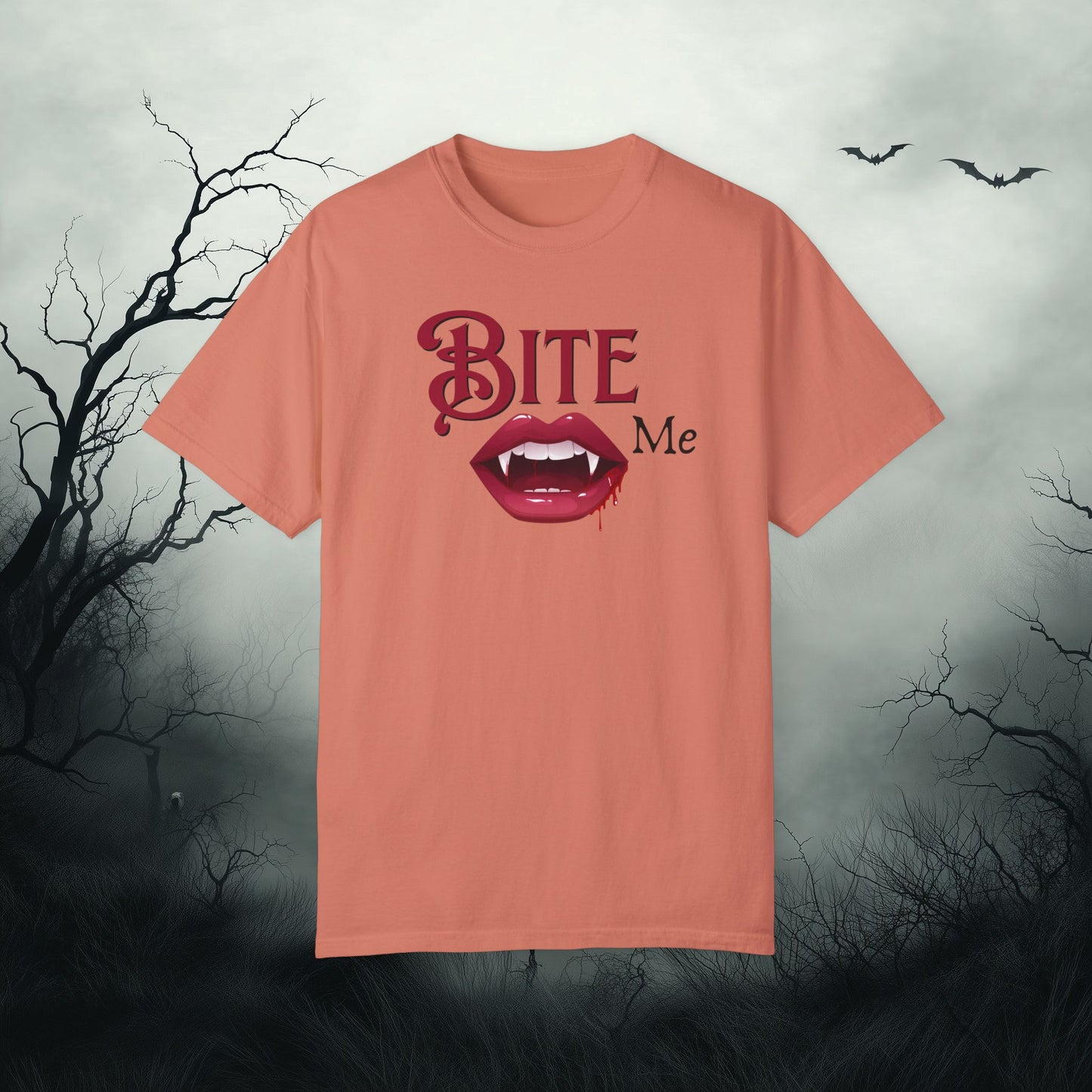 Bite Me Cute Halloween Graphic T - Cute Vampire Bite Me T-Shirt - Comfort Colors 1717