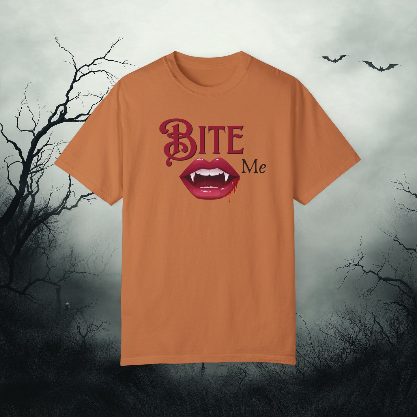 Bite Me Cute Halloween Graphic T - Cute Vampire Bite Me T-Shirt - Comfort Colors 1717