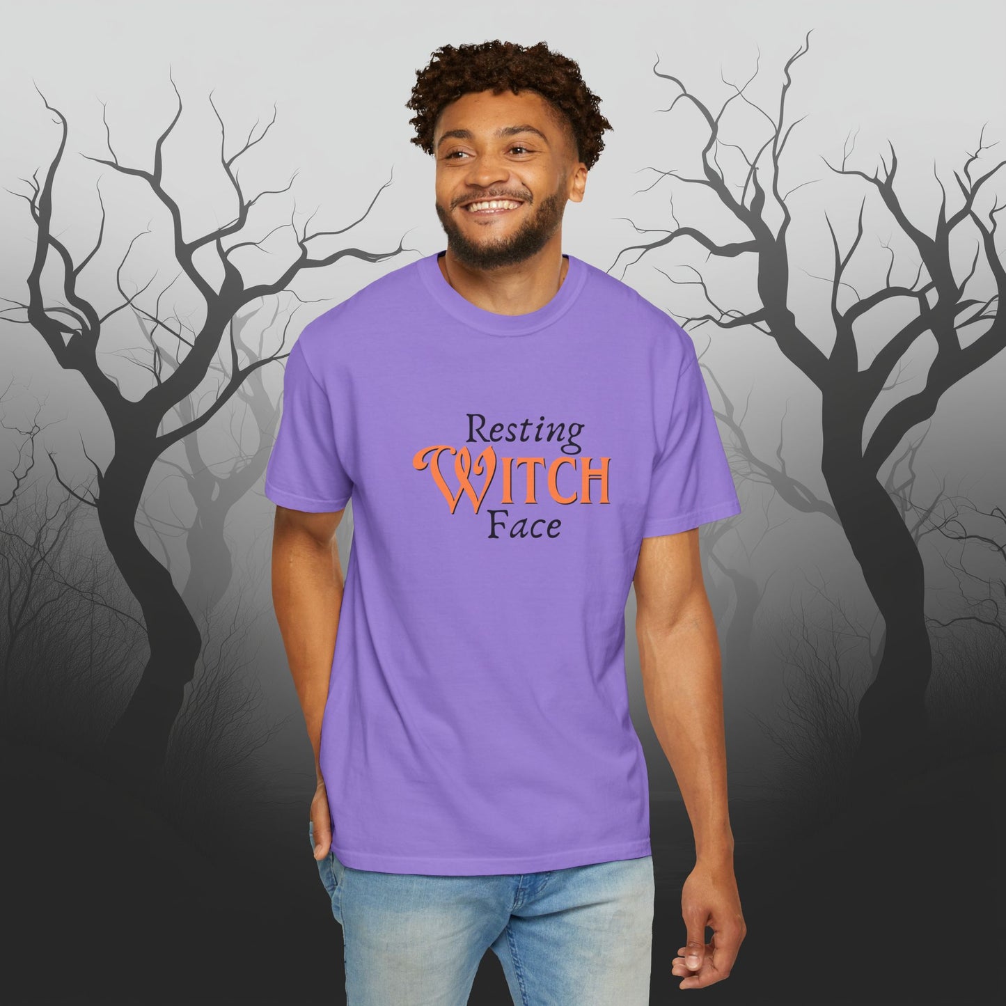 Resting Witch Face Funny Halloween Graphic T - Cute Comfort Colors 1717 Halloween Graphic T