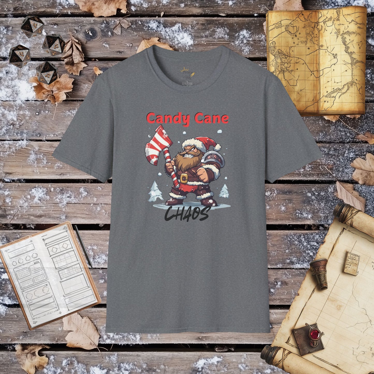 Candy Cane Chaos - Barbarian Santa Clause Fantasy Group Role-Playing Unisex Graphic T-Shirt