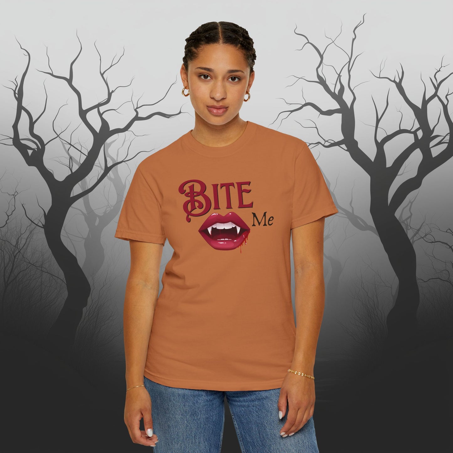 Bite Me Cute Halloween Graphic T - Cute Vampire Bite Me T-Shirt - Comfort Colors 1717