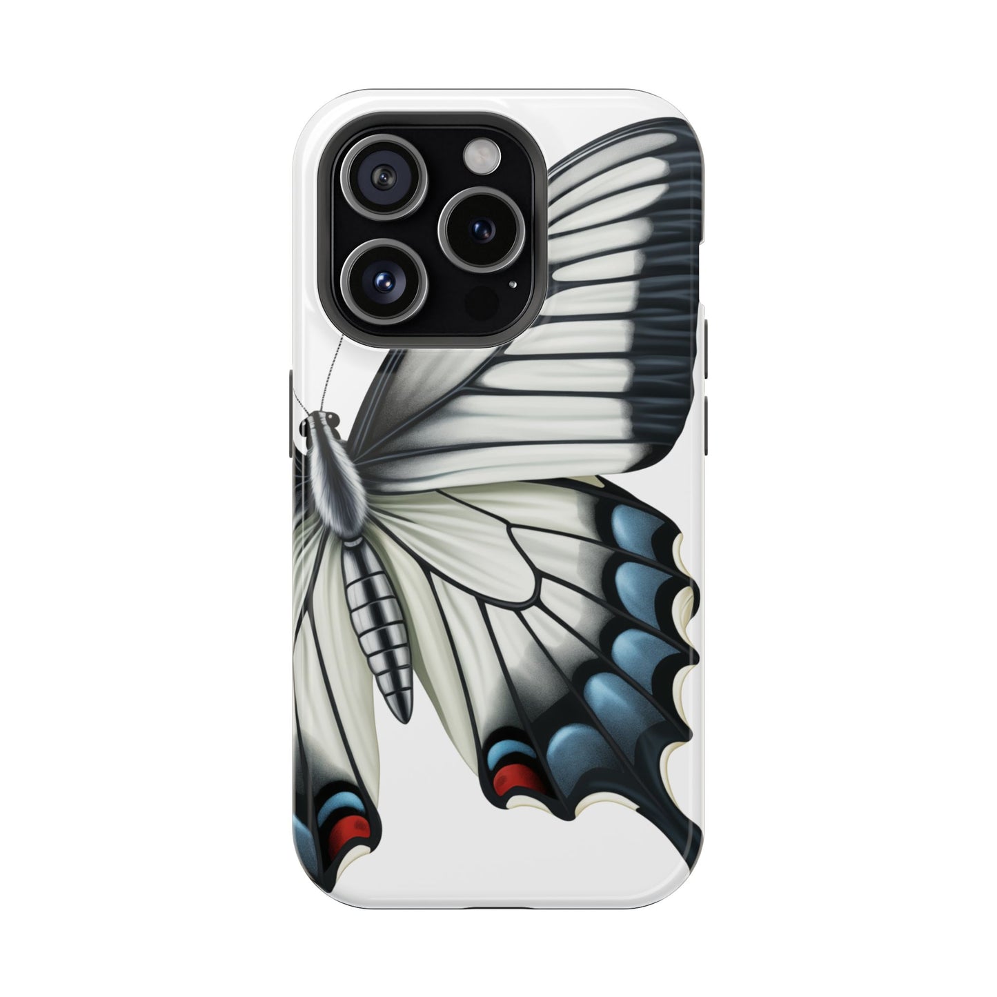 White Zebra Swallowtail Butterfly Re-imagined iPhone case Beautiful Butterfly MagSafe Tough Cases White Swallowtail Butterfly MagSafe iPhone Case