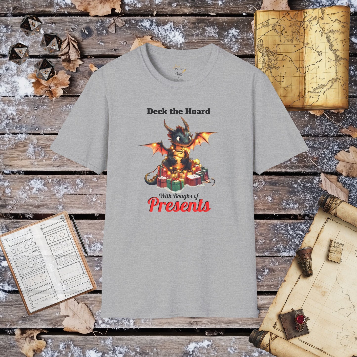 Deck the Hoard with Boughs of Presents - Cute Holiday Dragon Fantasy Group Role-Playing Unisex Graphic T-Shirt