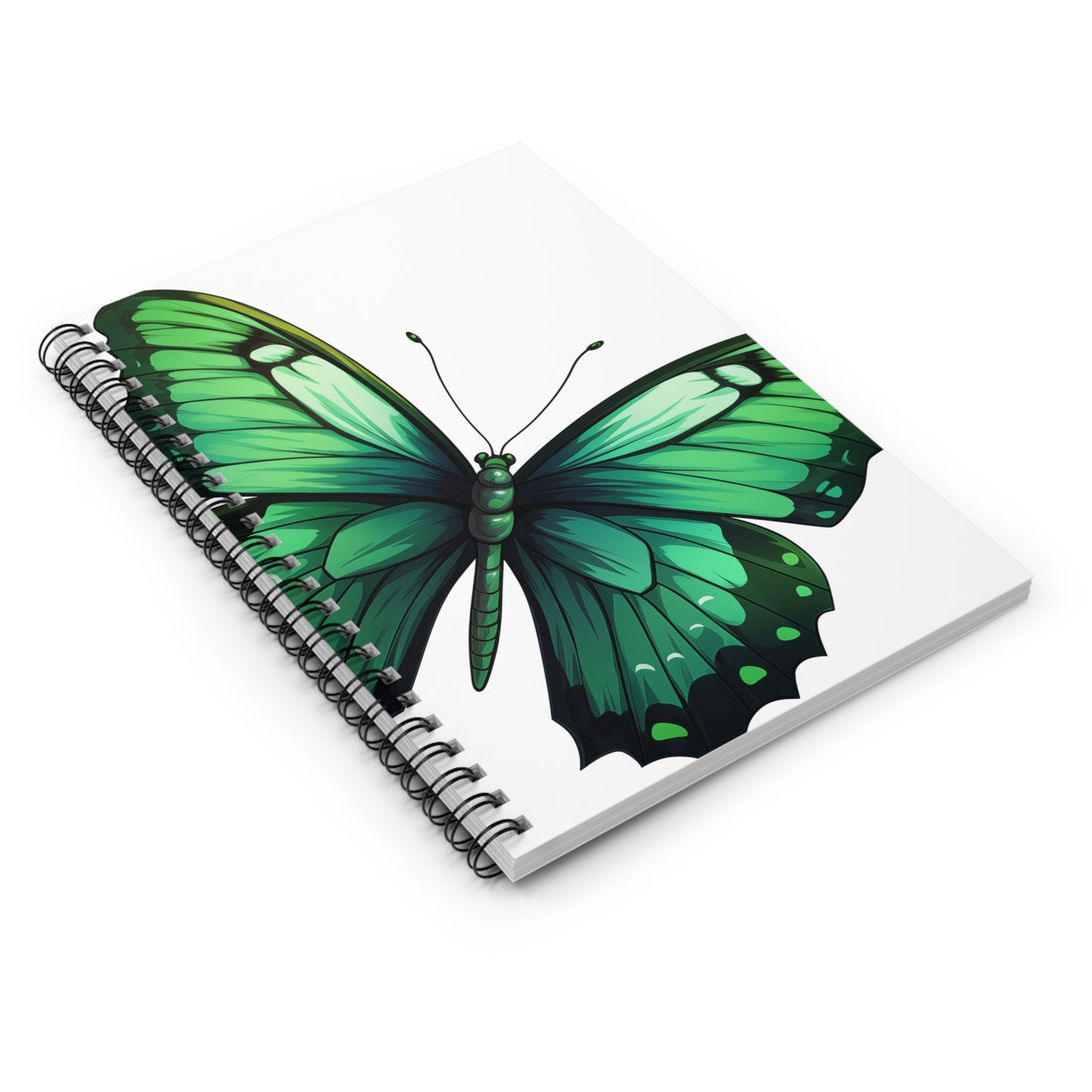 Emerald Butterfly Spiral Notebook Ruled, Lined Journal Diary for School, College, Office or Home. Artistic Stationary Supply or Gift