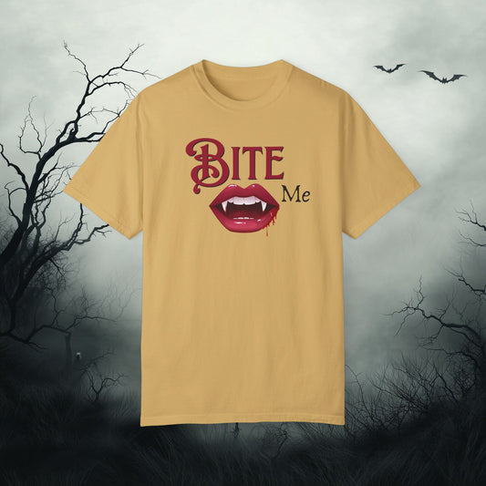 Bite Me Cute Halloween Graphic T - Cute Vampire Bite Me T-Shirt - Comfort Colors 1717