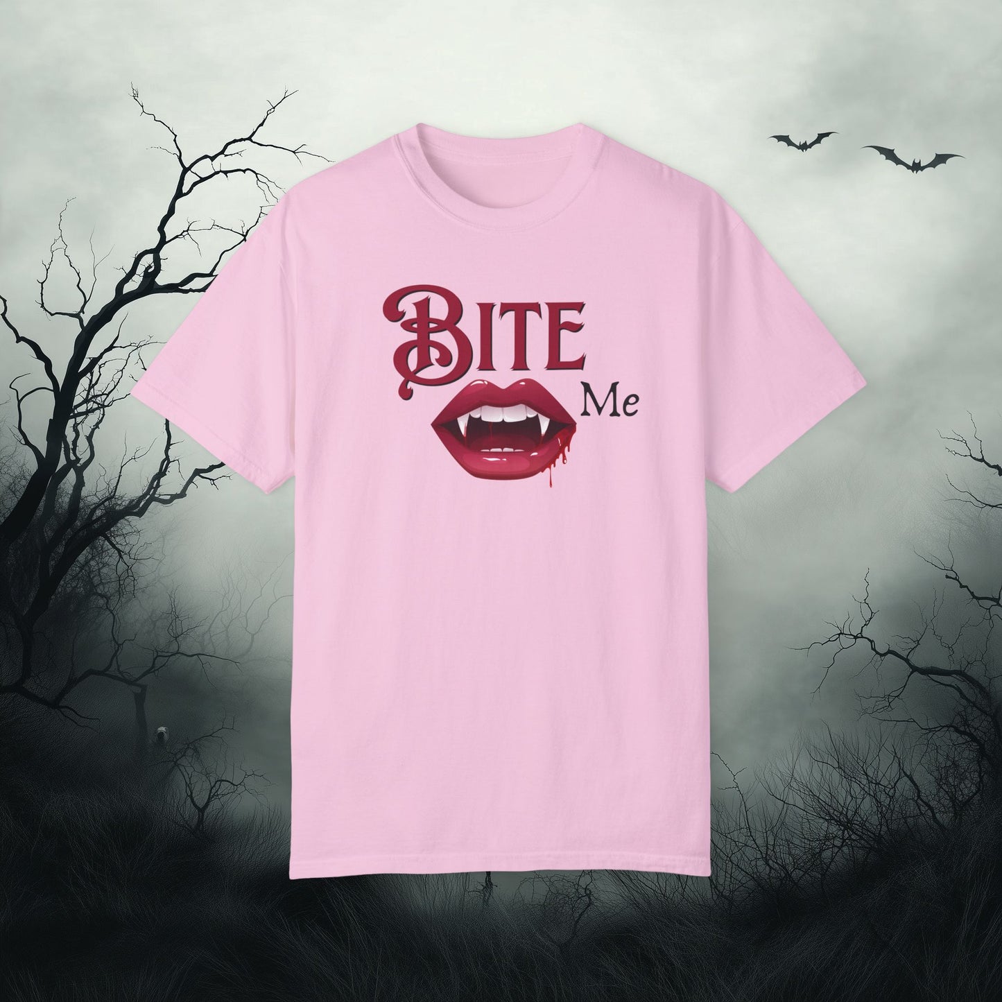 Bite Me Cute Halloween Graphic T - Cute Vampire Bite Me T-Shirt - Comfort Colors 1717