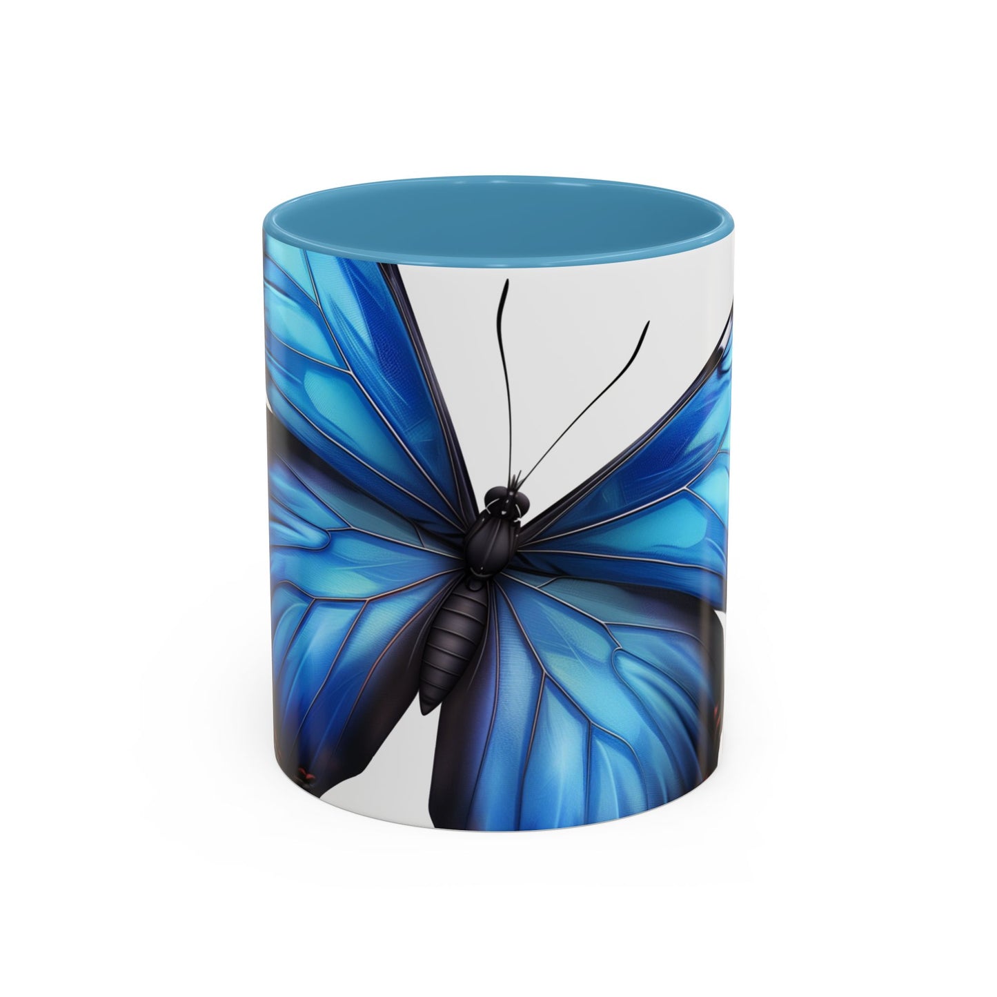 Blue Morpho Butterfly Accent Coffee Mug, 11oz, Monarch re-imagined Blue Butterfly Coffee mug or Tea Cup