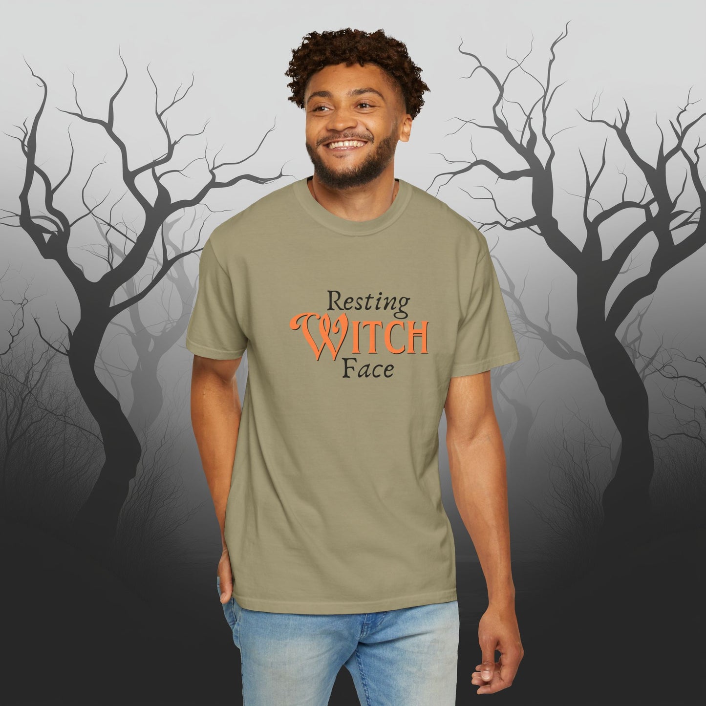 Resting Witch Face Funny Halloween Graphic T - Cute Comfort Colors 1717 Halloween Graphic T