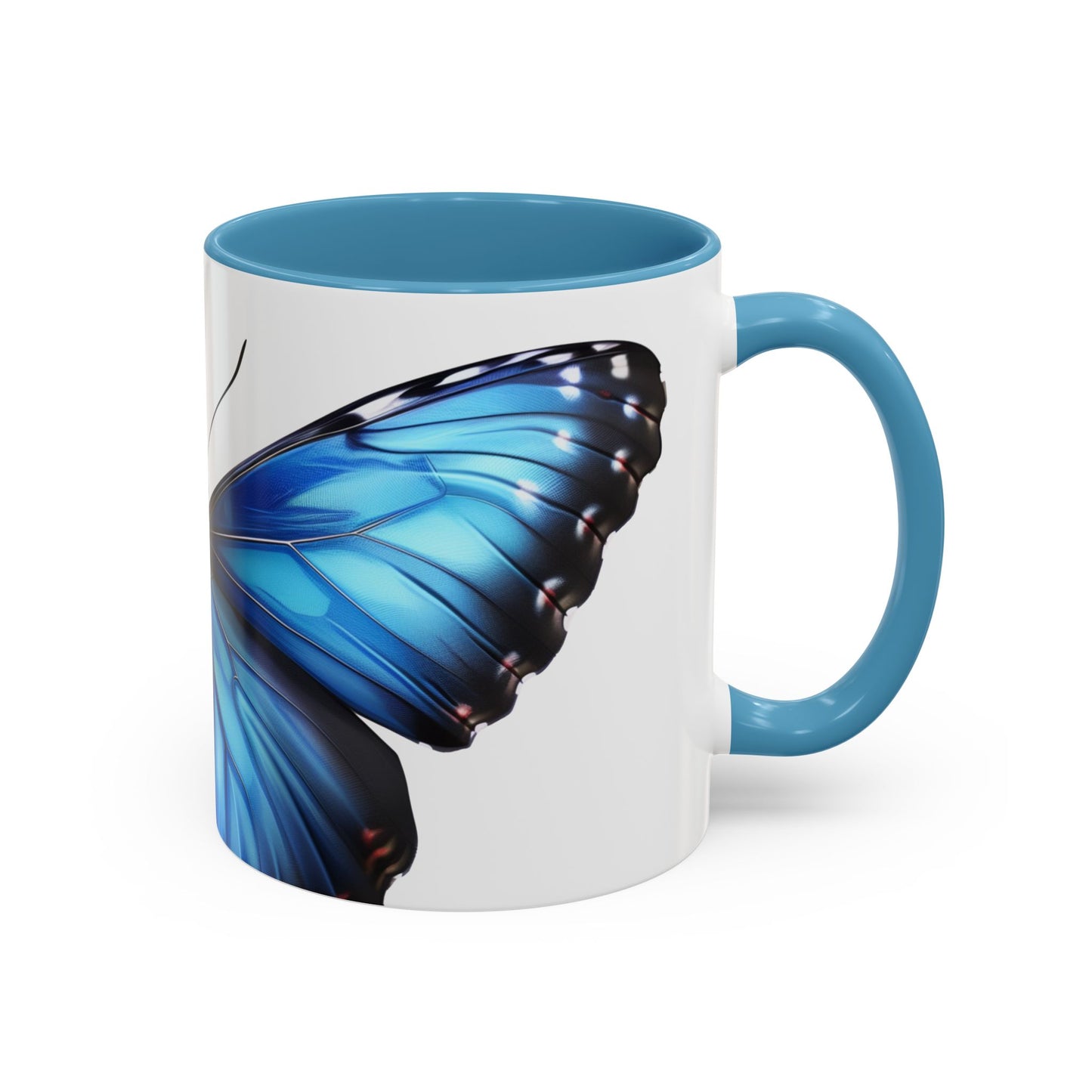 Blue Morpho Butterfly Accent Coffee Mug, 11oz, Monarch re-imagined Blue Butterfly Coffee mug or Tea Cup