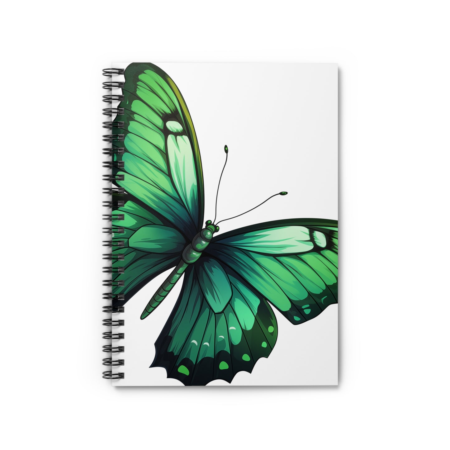 Emerald Butterfly Spiral Notebook Ruled, Lined Journal Diary for School, College, Office or Home. Artistic Stationary Supply or Gift