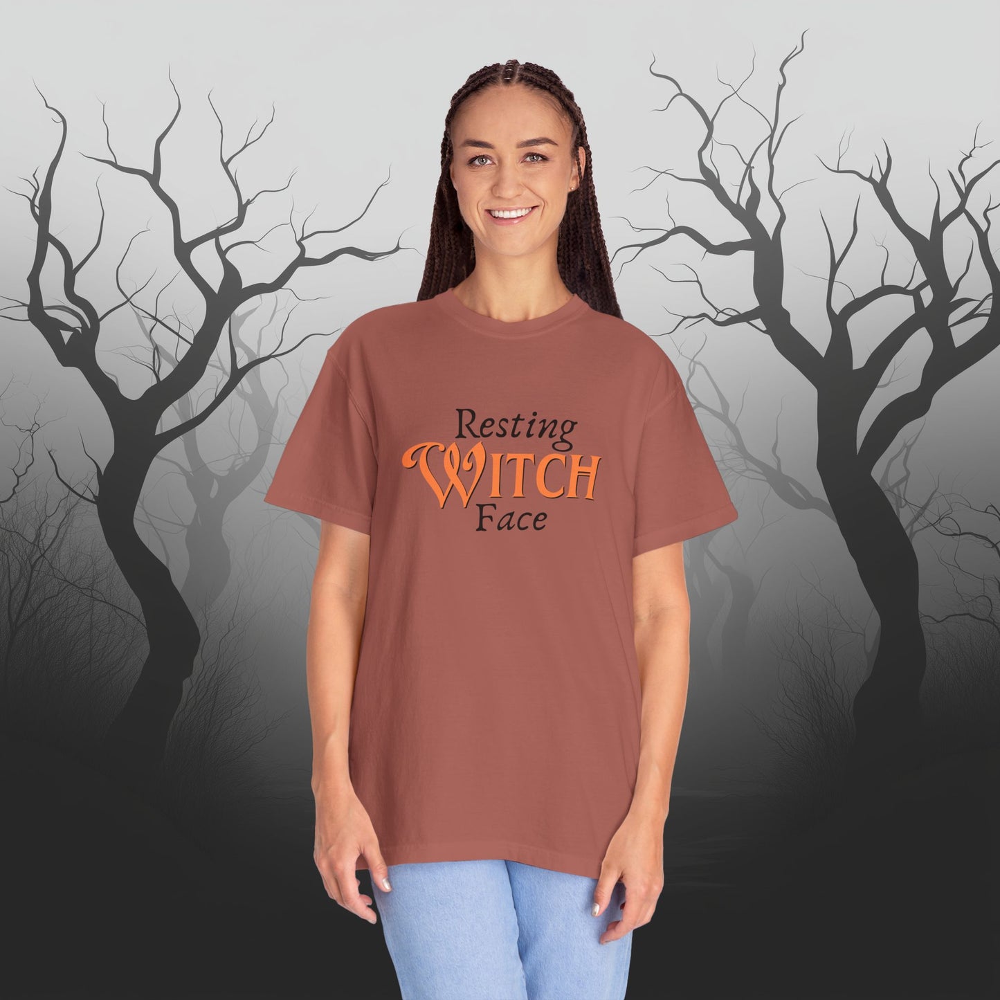 Resting Witch Face Funny Halloween Graphic T - Cute Comfort Colors 1717 Halloween Graphic T